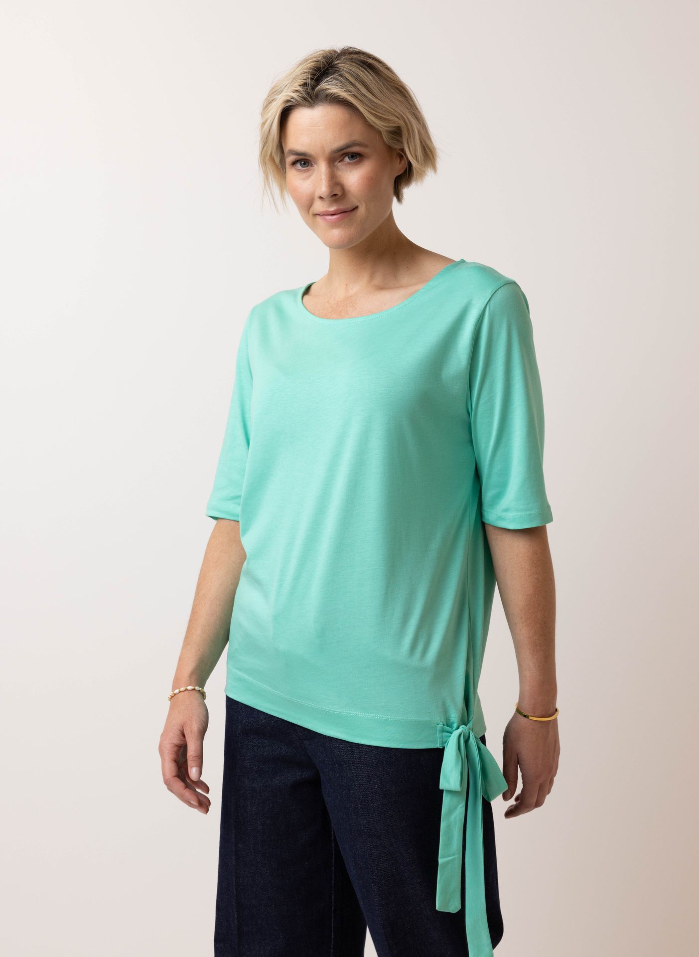 Norah Groen shirt met strik sea green 209993-575