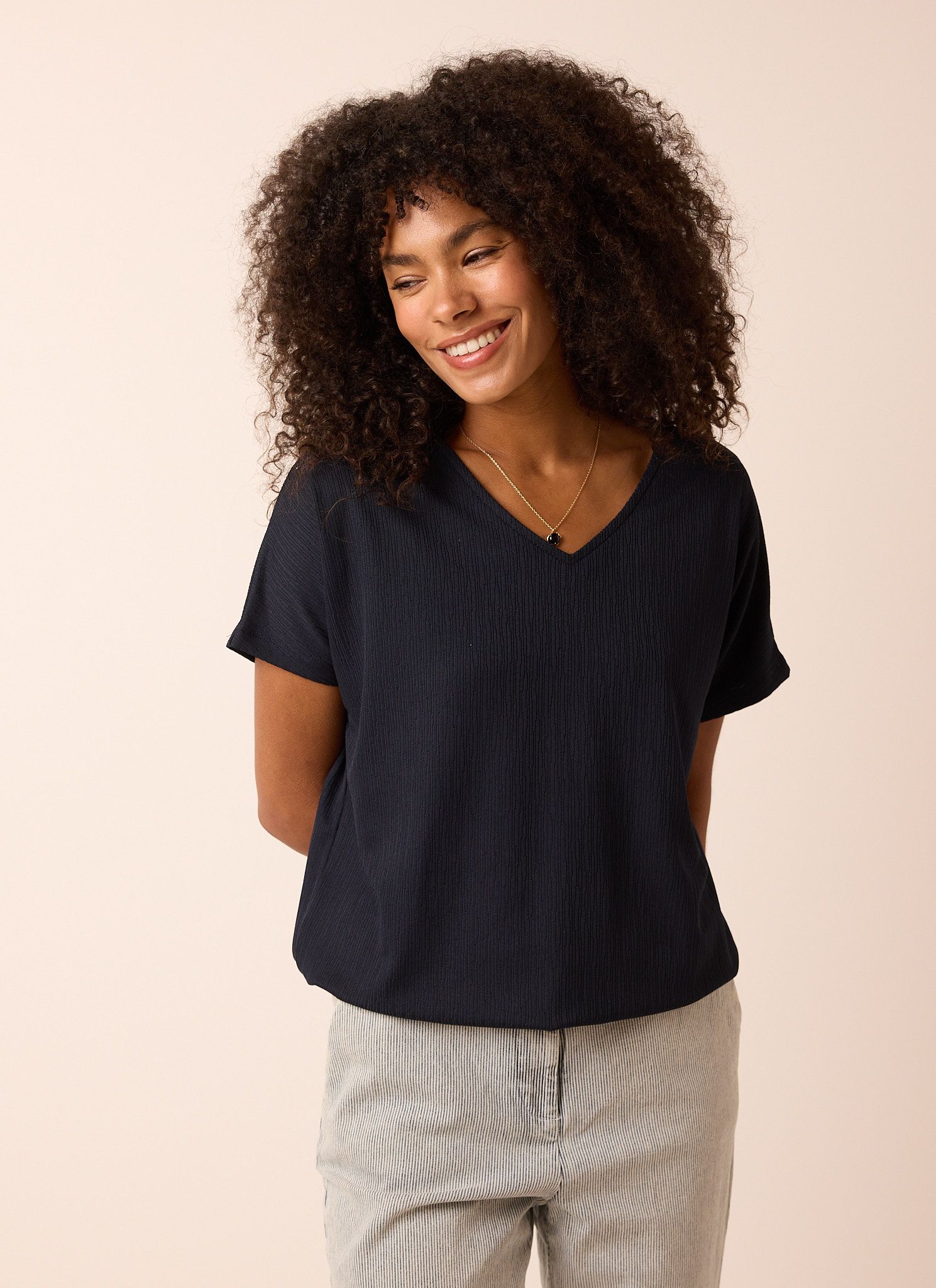 Norah Donkerblauw shirt met structuur navy 211648-492