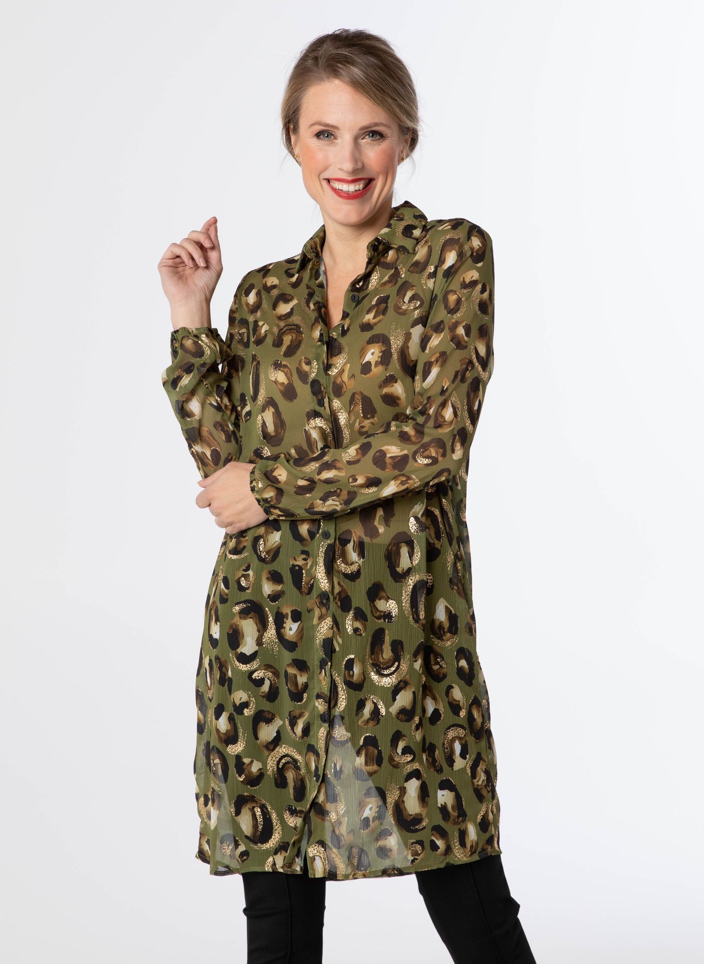 Norah Blouse - Feest collectie olive green multicolor 211739-592