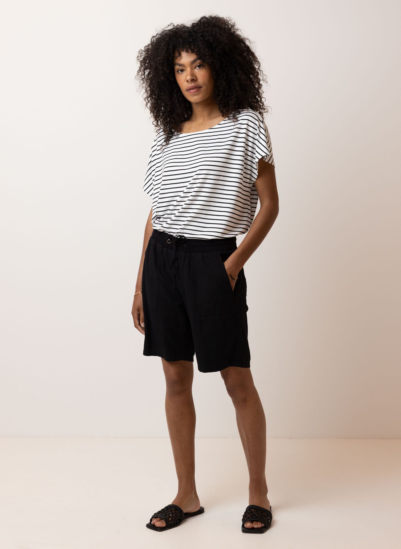 Norah Gestreept shirt   white/black 212124-131