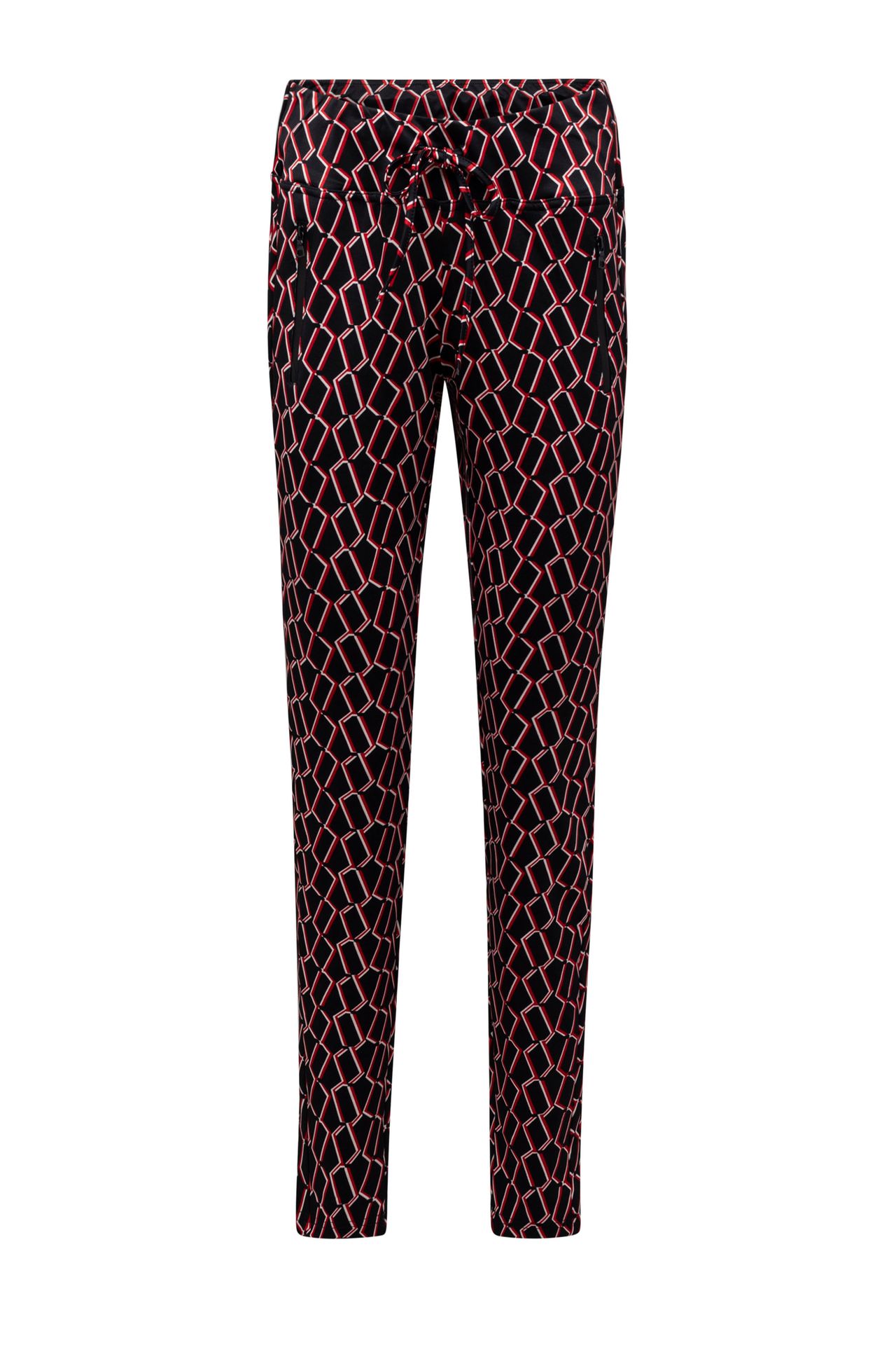 Norah Zwarte elastische broek met patroon black multicolor 212164-020