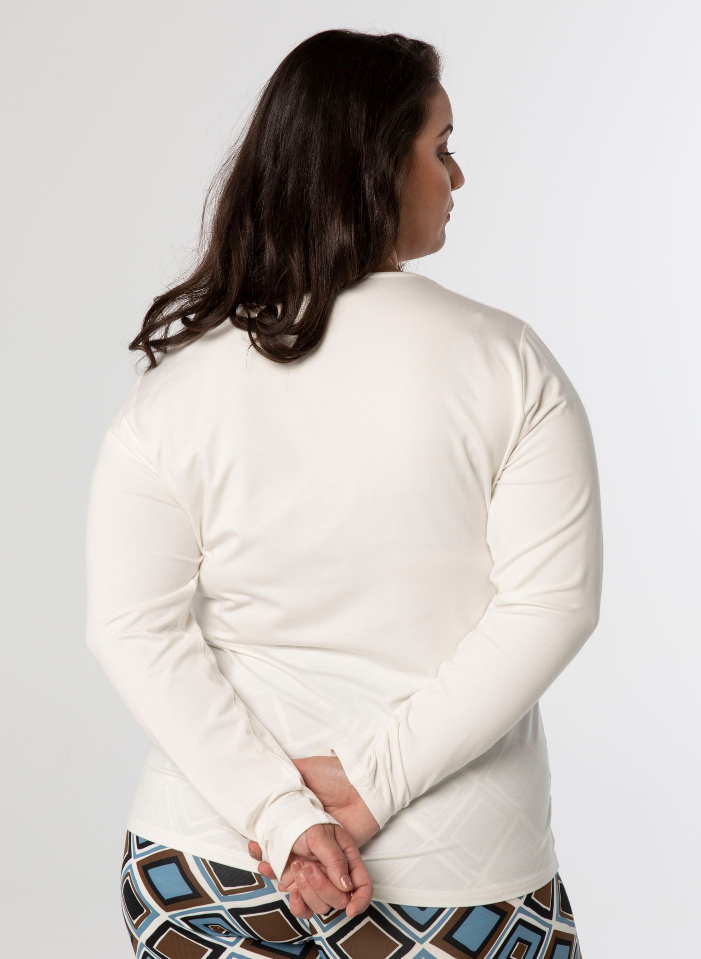 plus size white long sleeve top