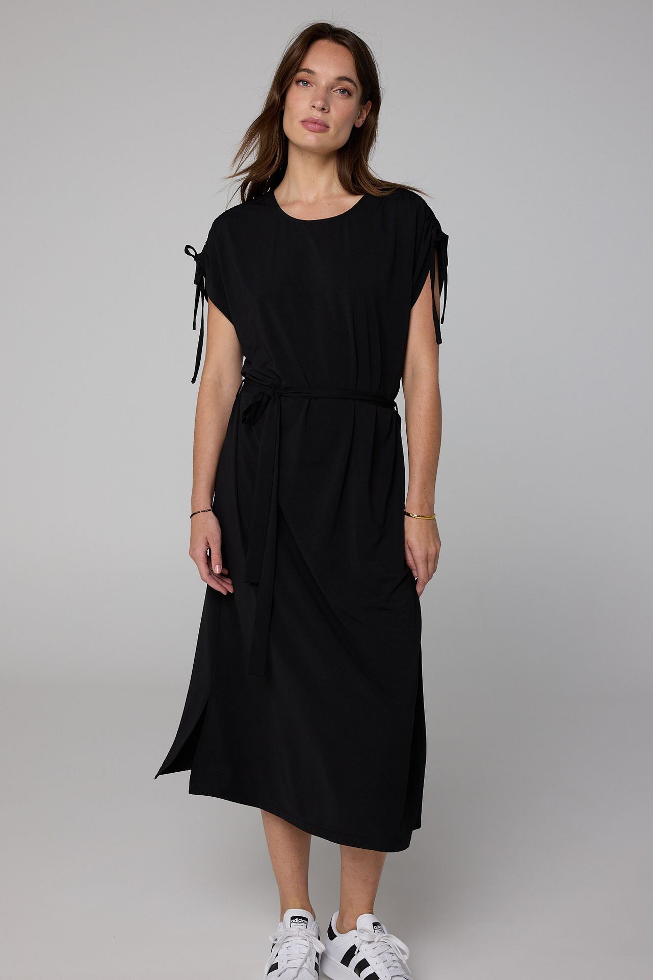  Midi jurk zwart met koordjes black 212719-001-48