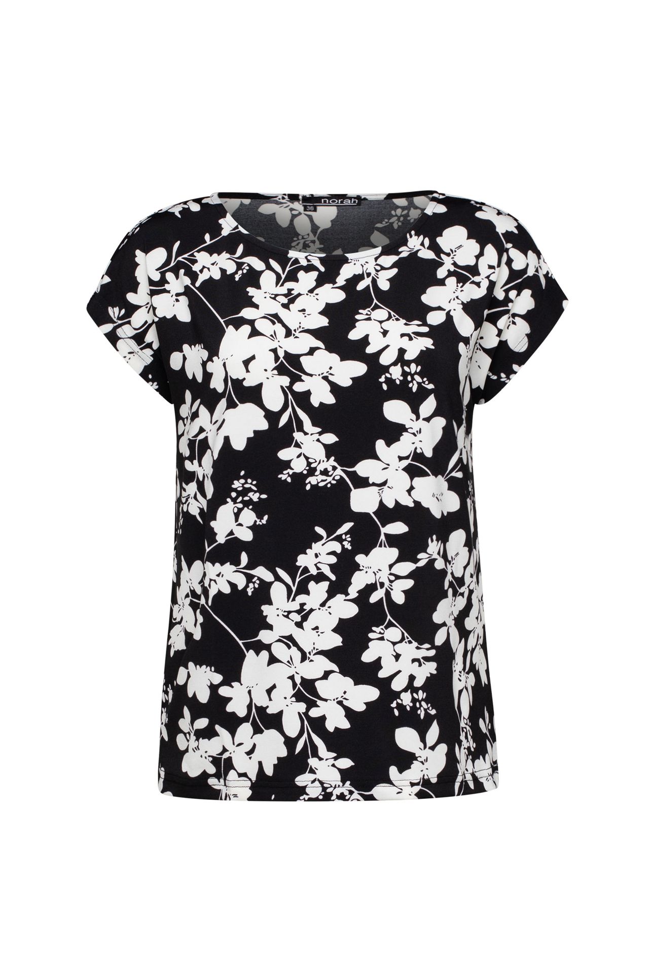 Norah Zwart/wit shirt met bloemen black/white 212844-031