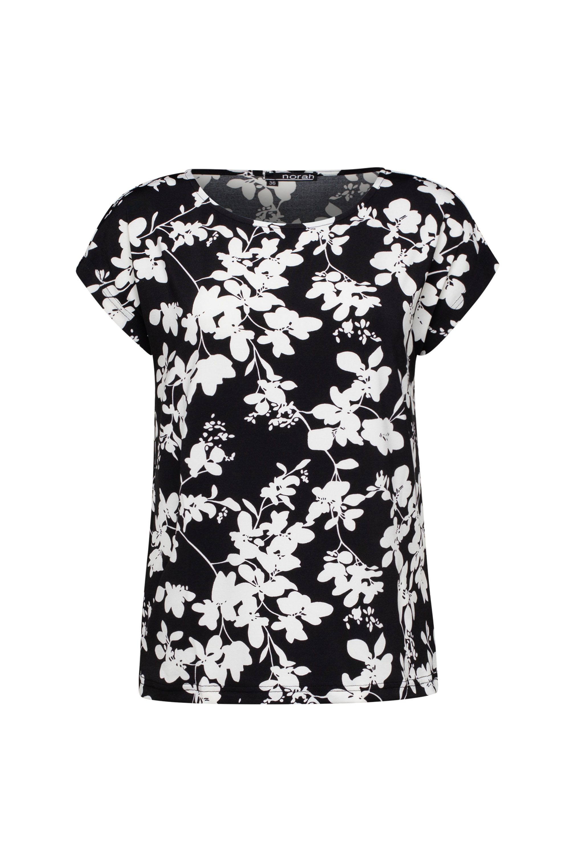 Norah Zwart/wit shirt met bloemen black/white 212844-031