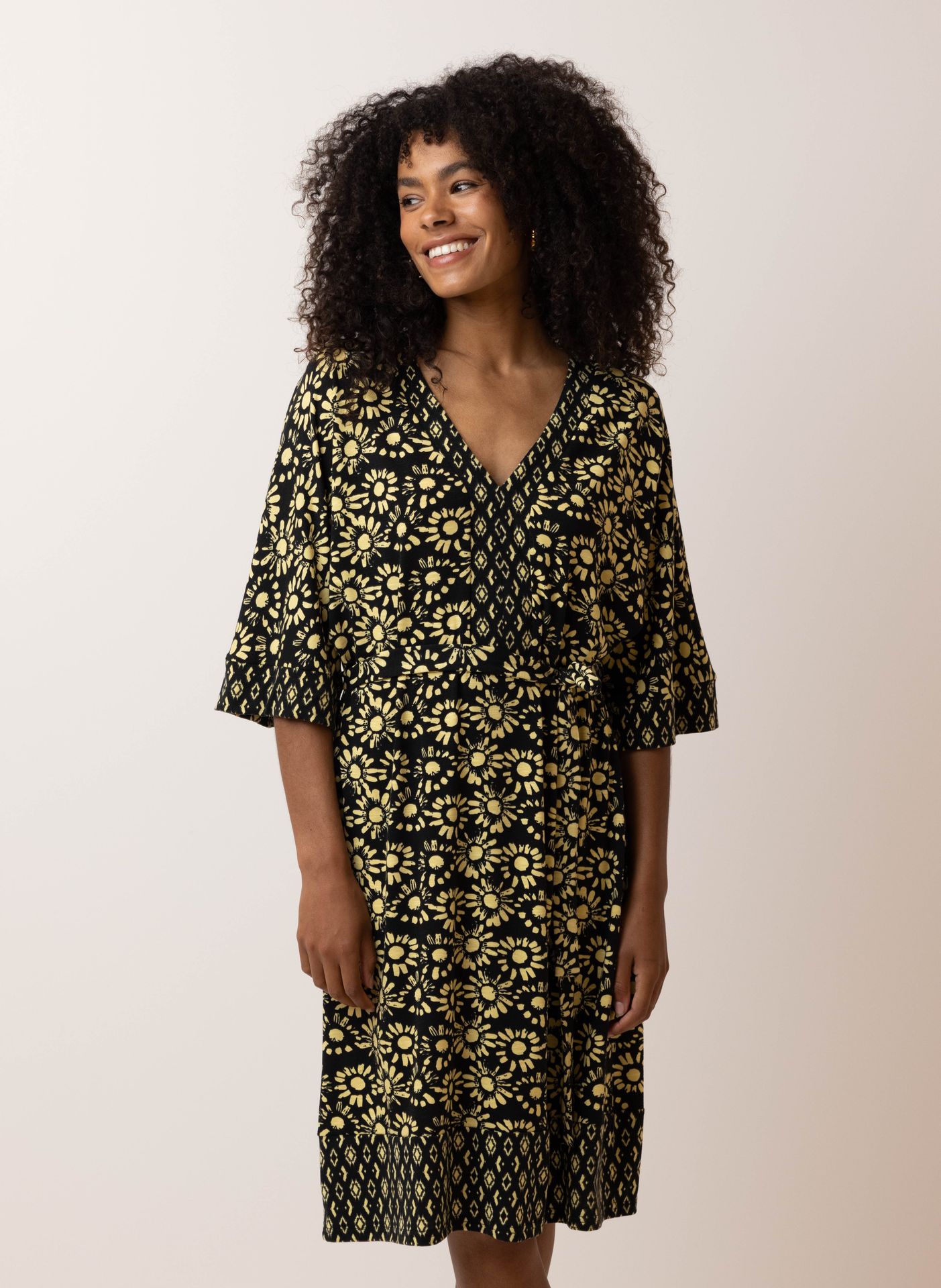 Norah Meerkleurige midi jurk black/yellow 212848-033