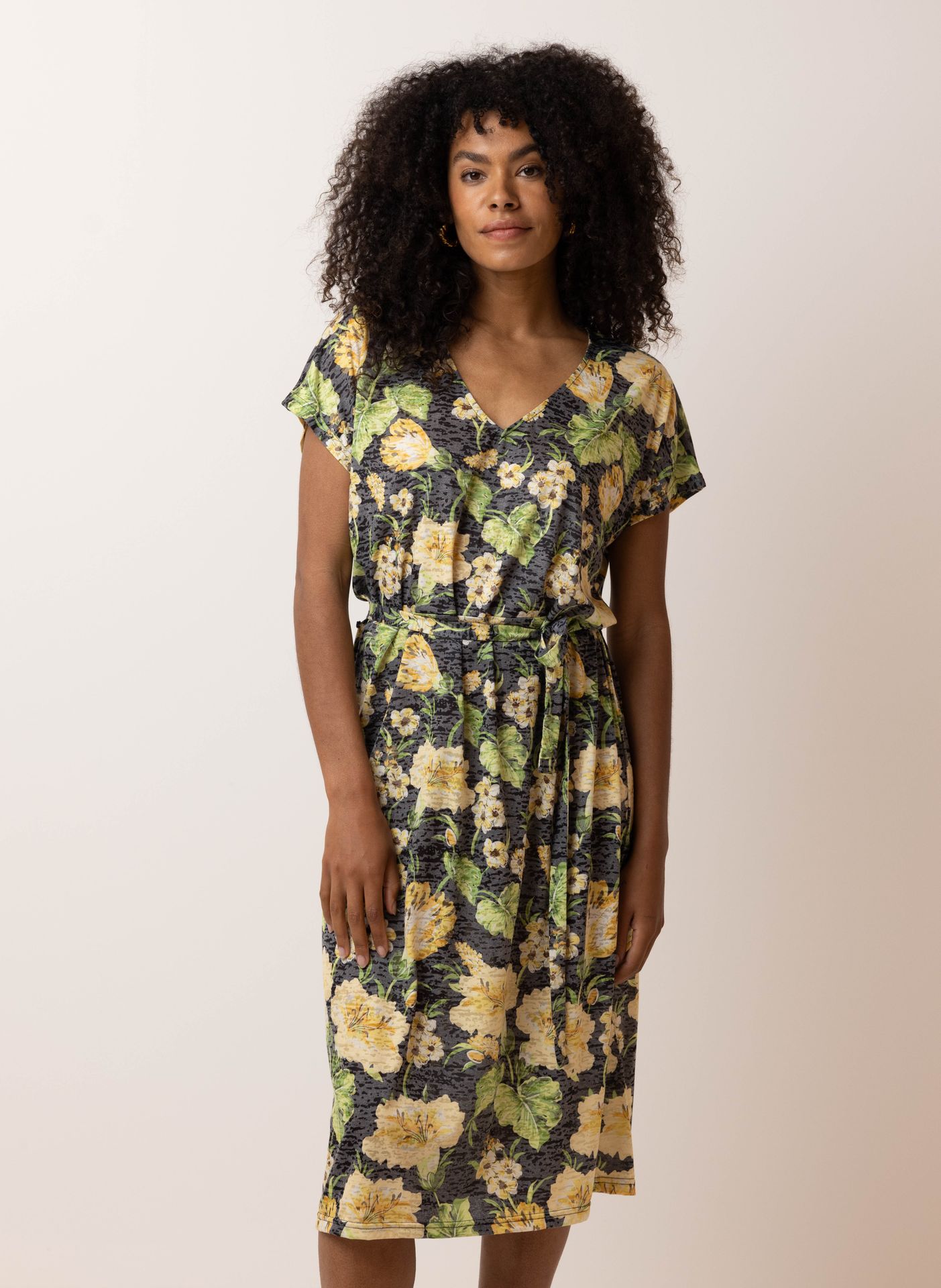 Norah Meerkleurige midi jurk yellow multicolor 212874-320