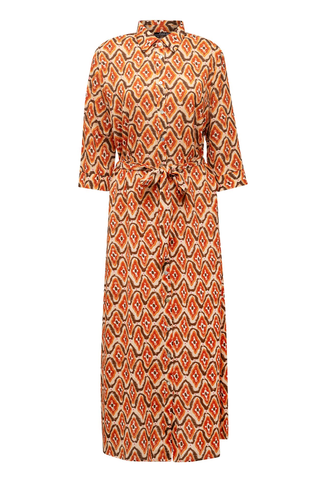 Norah Enkellange jurk met print brown multicolor 212977-220