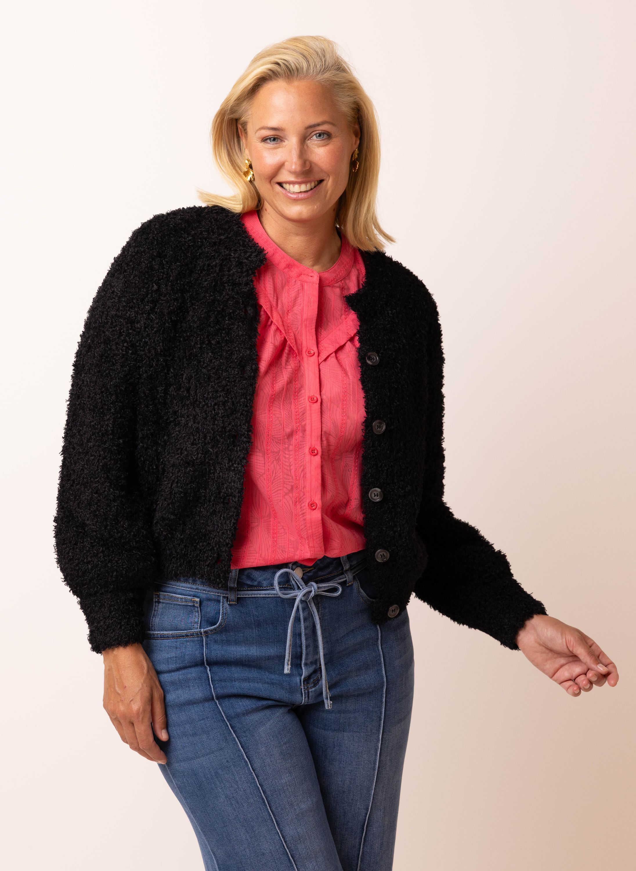 Norah Zwart vest van een zachte stof black 213051-001