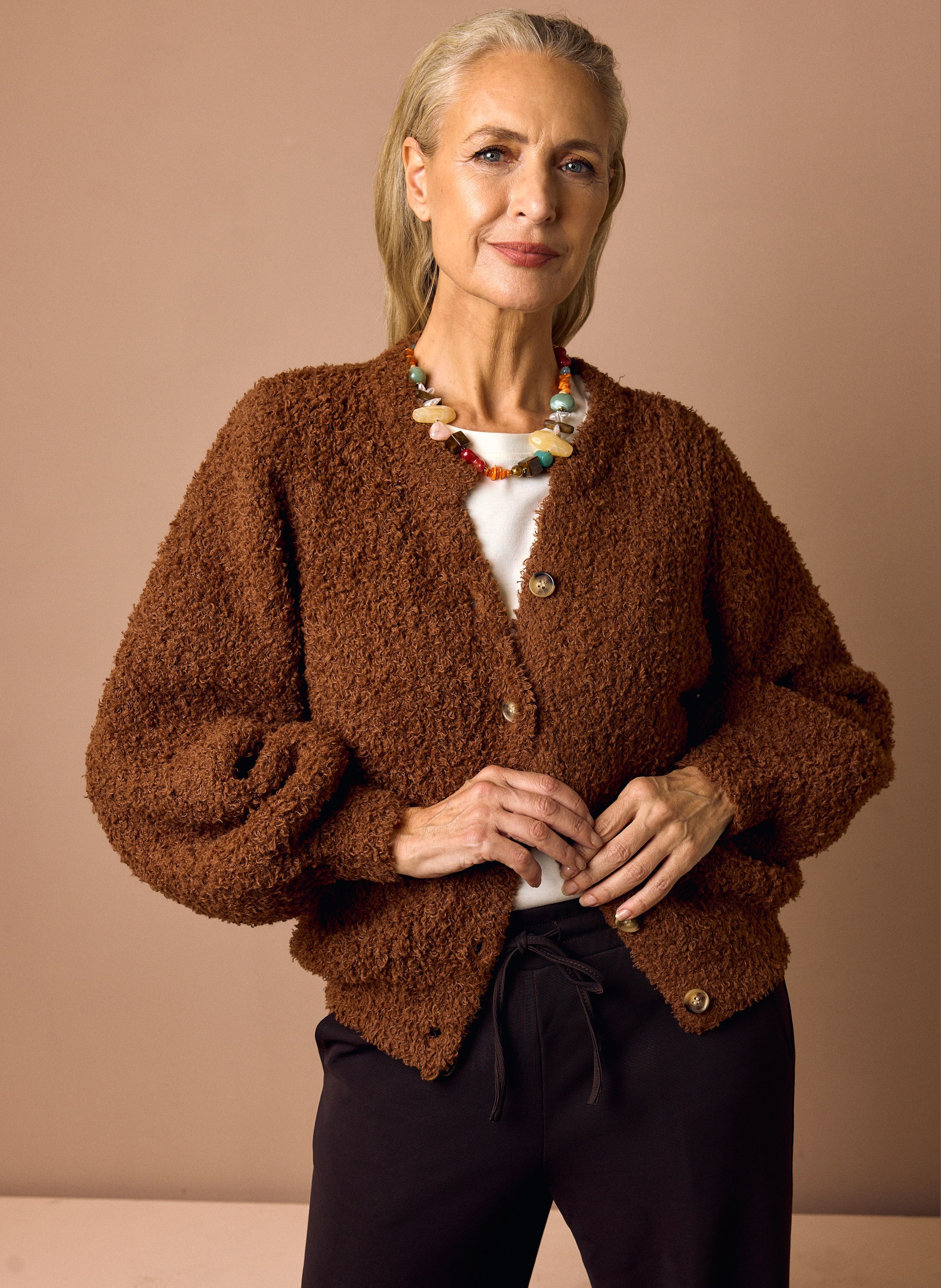 Norah Lichtbruin gebreid vest light brown 213051-201