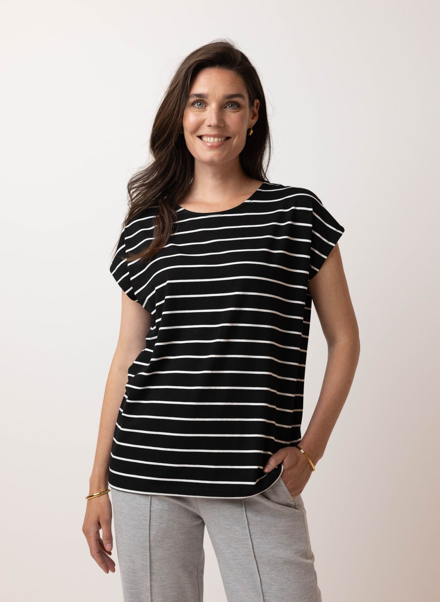 Norah Gestreept shirt black/white 213384-031