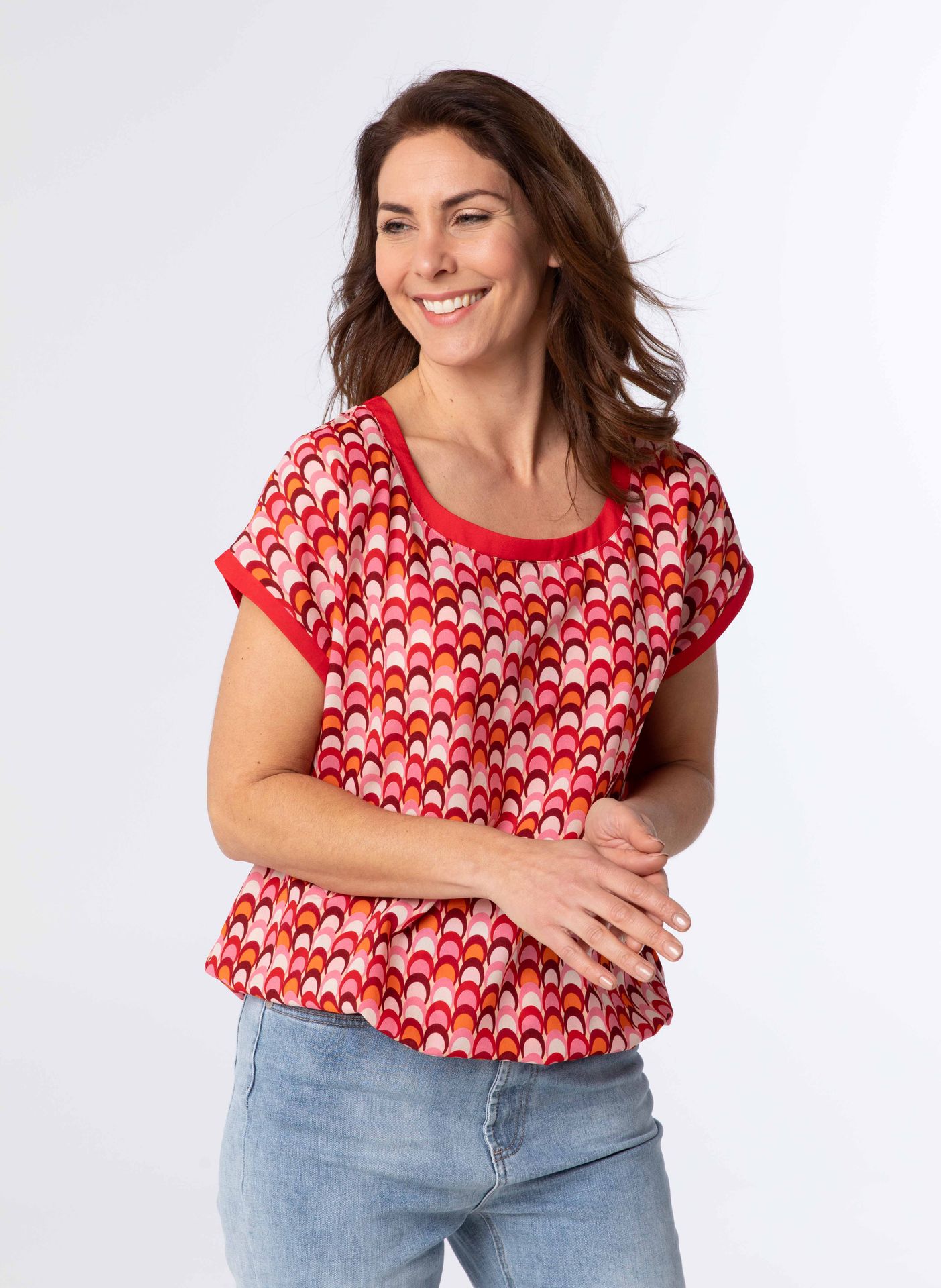 Norah Rood shirt met opvallende print red multicolor 213412-620
