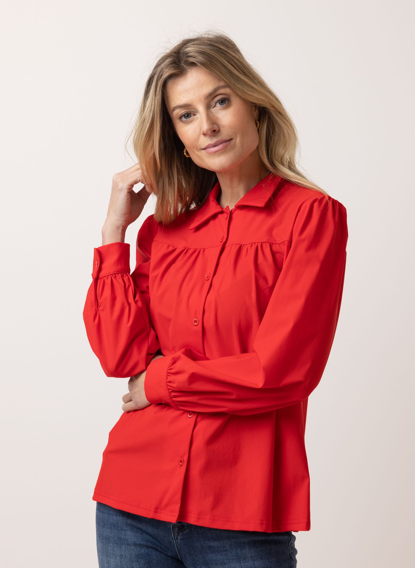 Norah Rode blouse travelstof red 213470-600