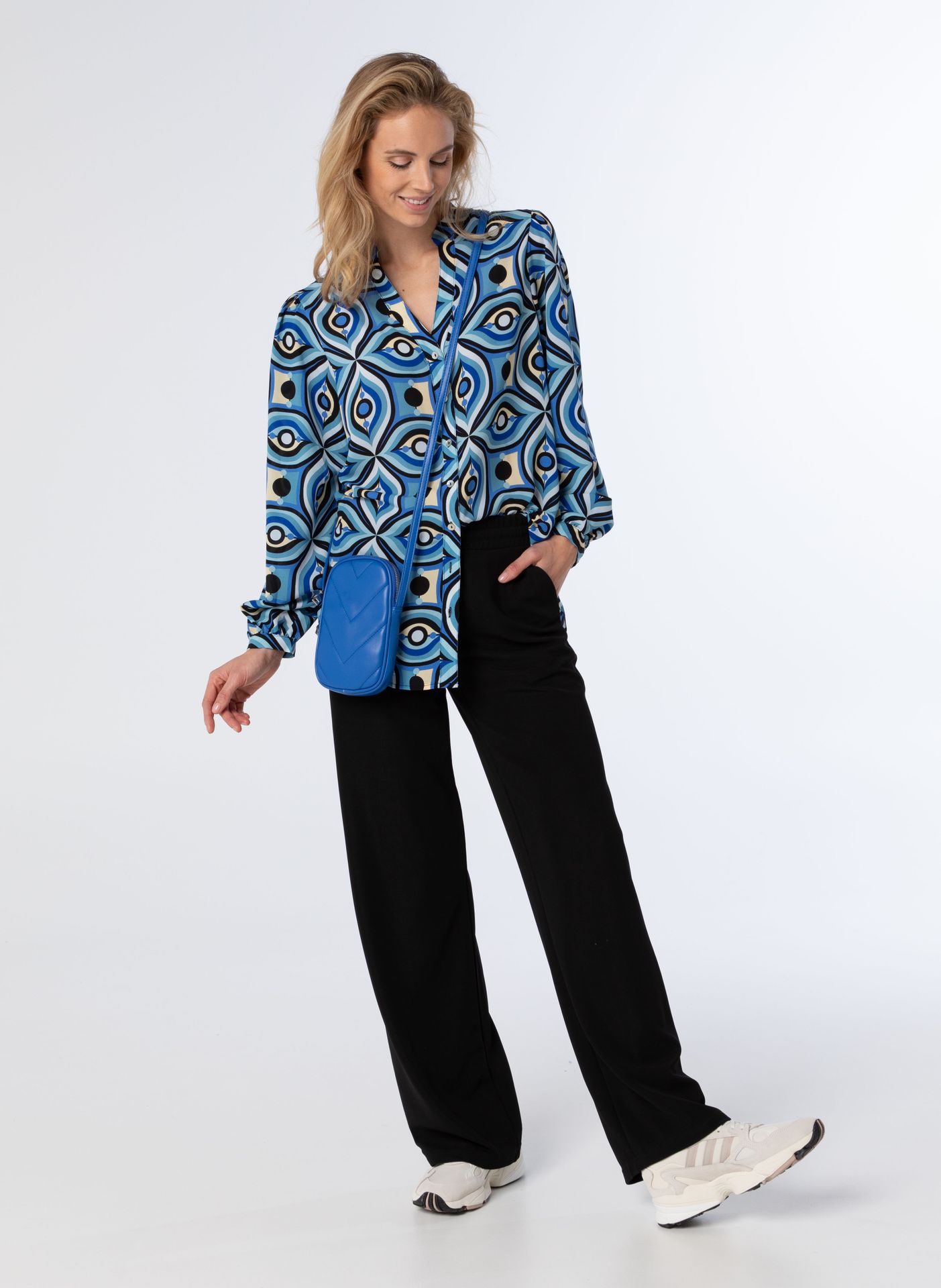 Norah Blauwe blouse met print blue multicolor 213542-420
