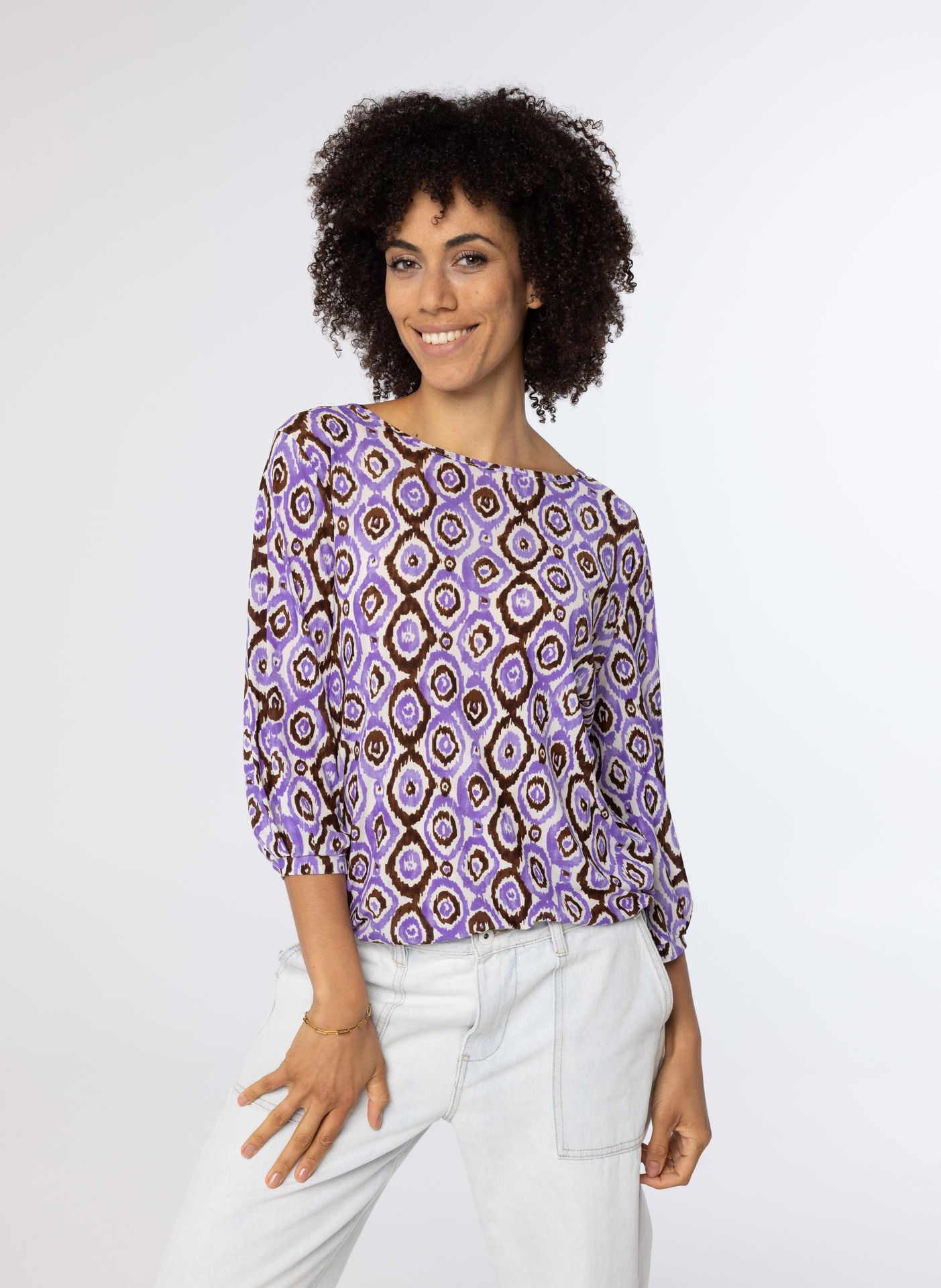 Norah Paars shirt met grafische print brown/purple 213556-238
