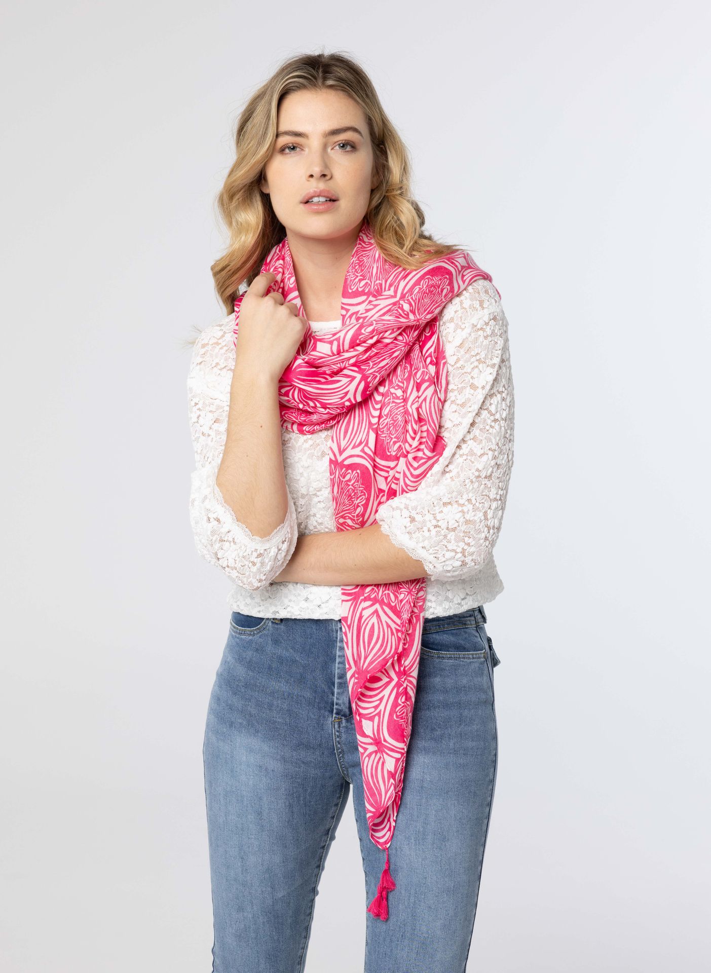 Norah Sjaal roze/wit pink/white 213574-931