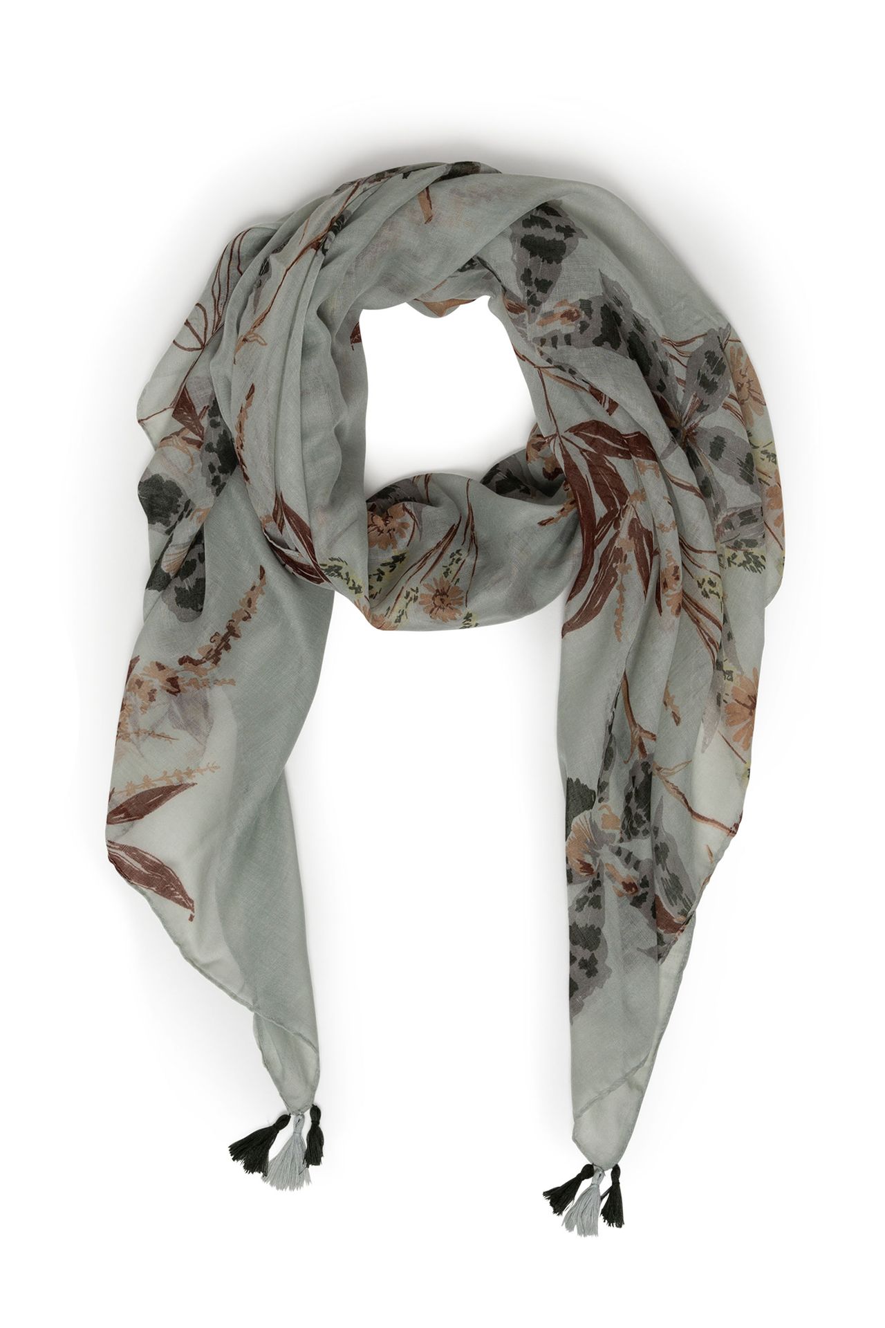 Norah Groene sjaal met tassels grey green multicolor 213587-061