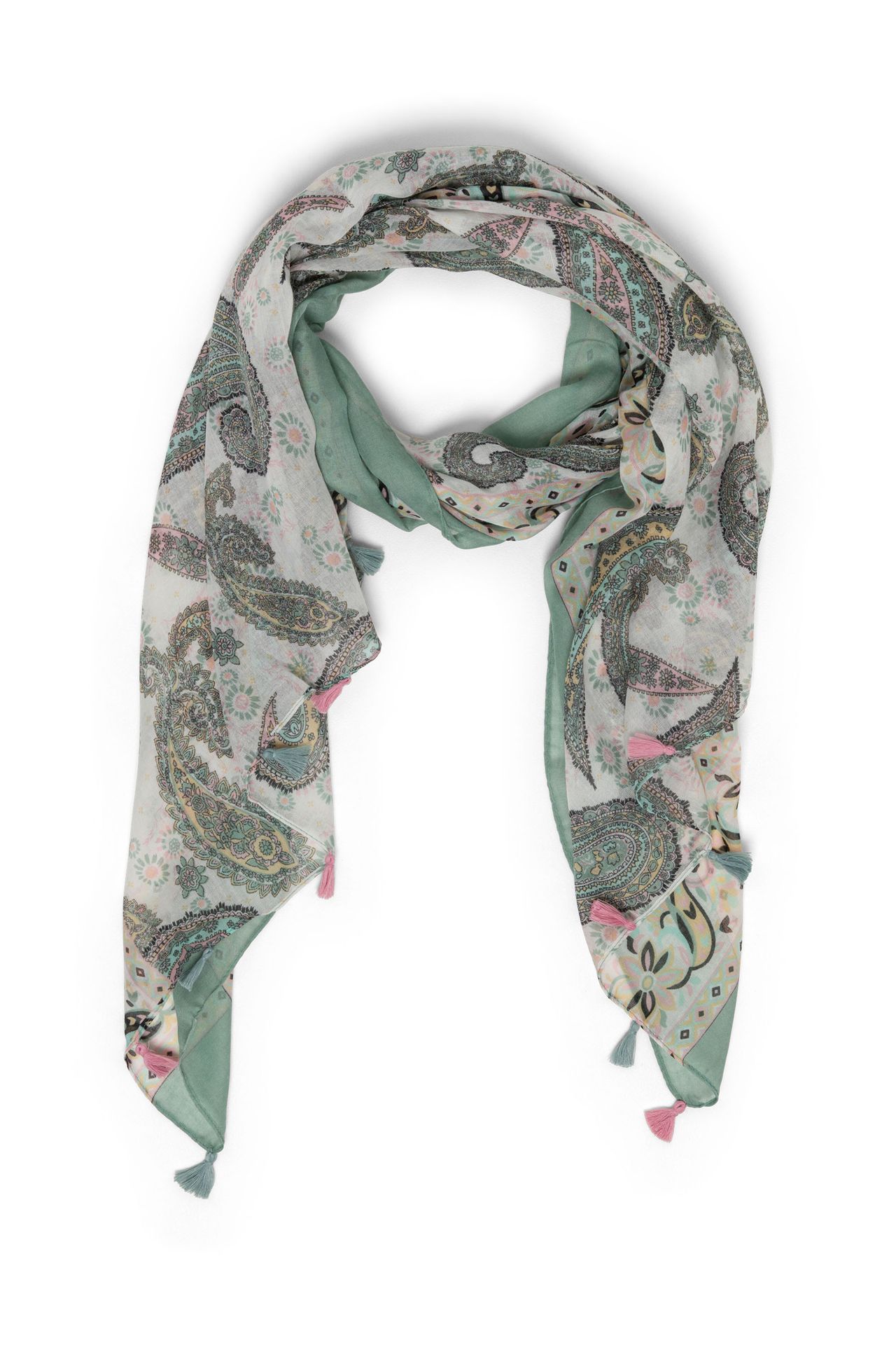 Norah Groene sjaal met tassels grey green multicolor 213600-061