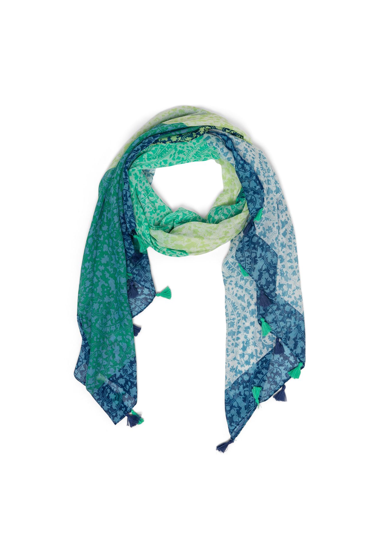 Norah Groen blauwe sjaal met tassels green/blue 213602-534