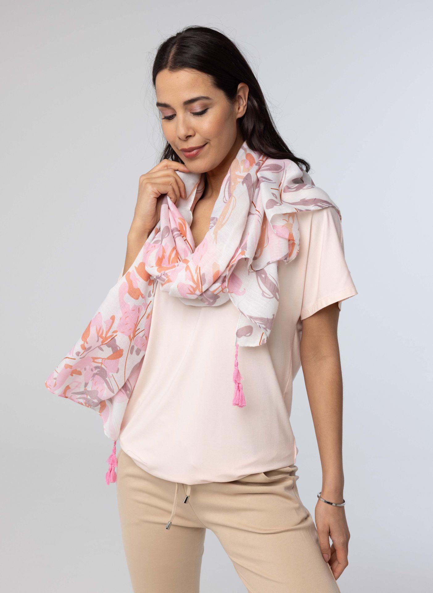 Norah Lichtroze sjaal rose multicolor 213603-910
