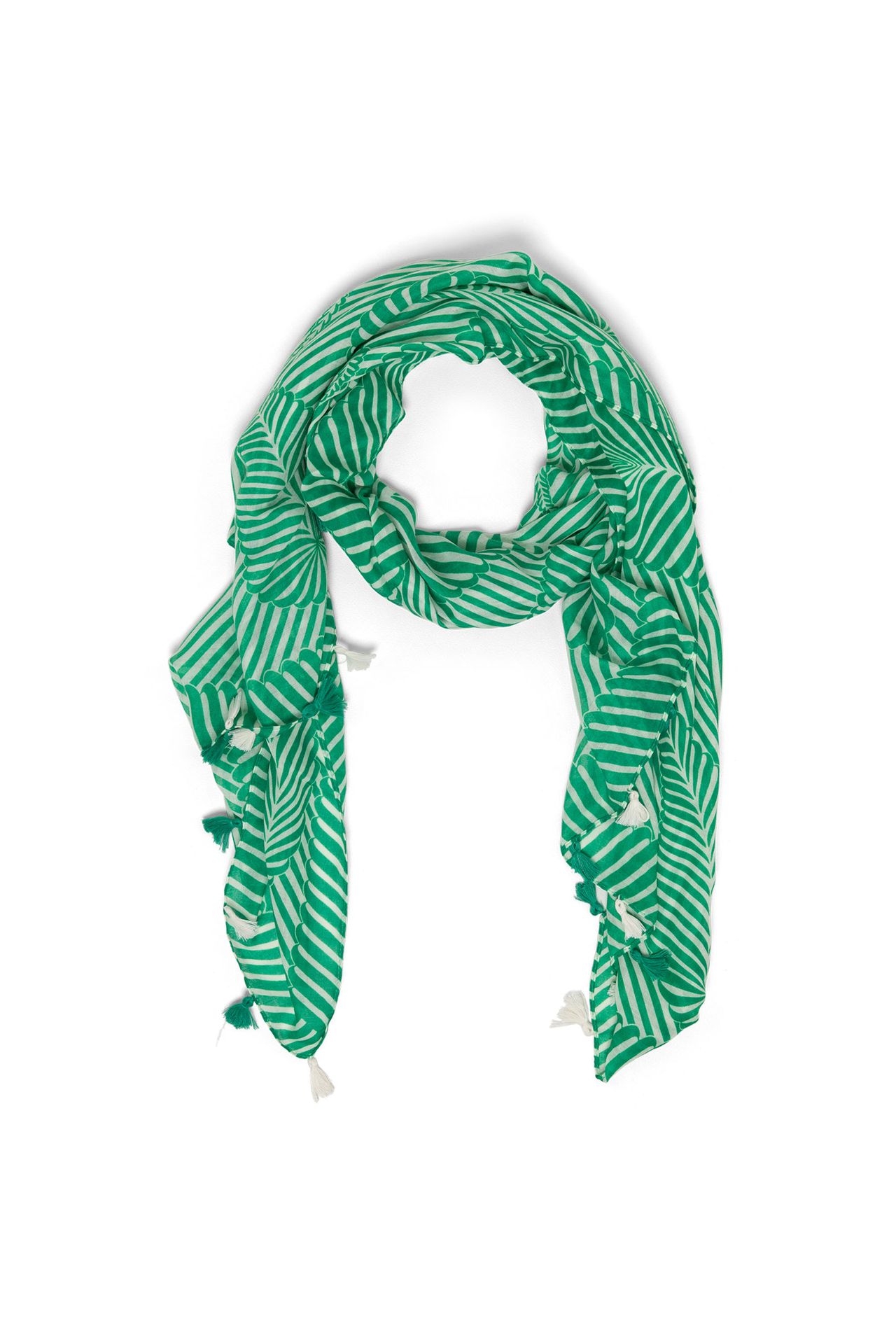 Norah Groene sjaal met tassels green/white 213605-531