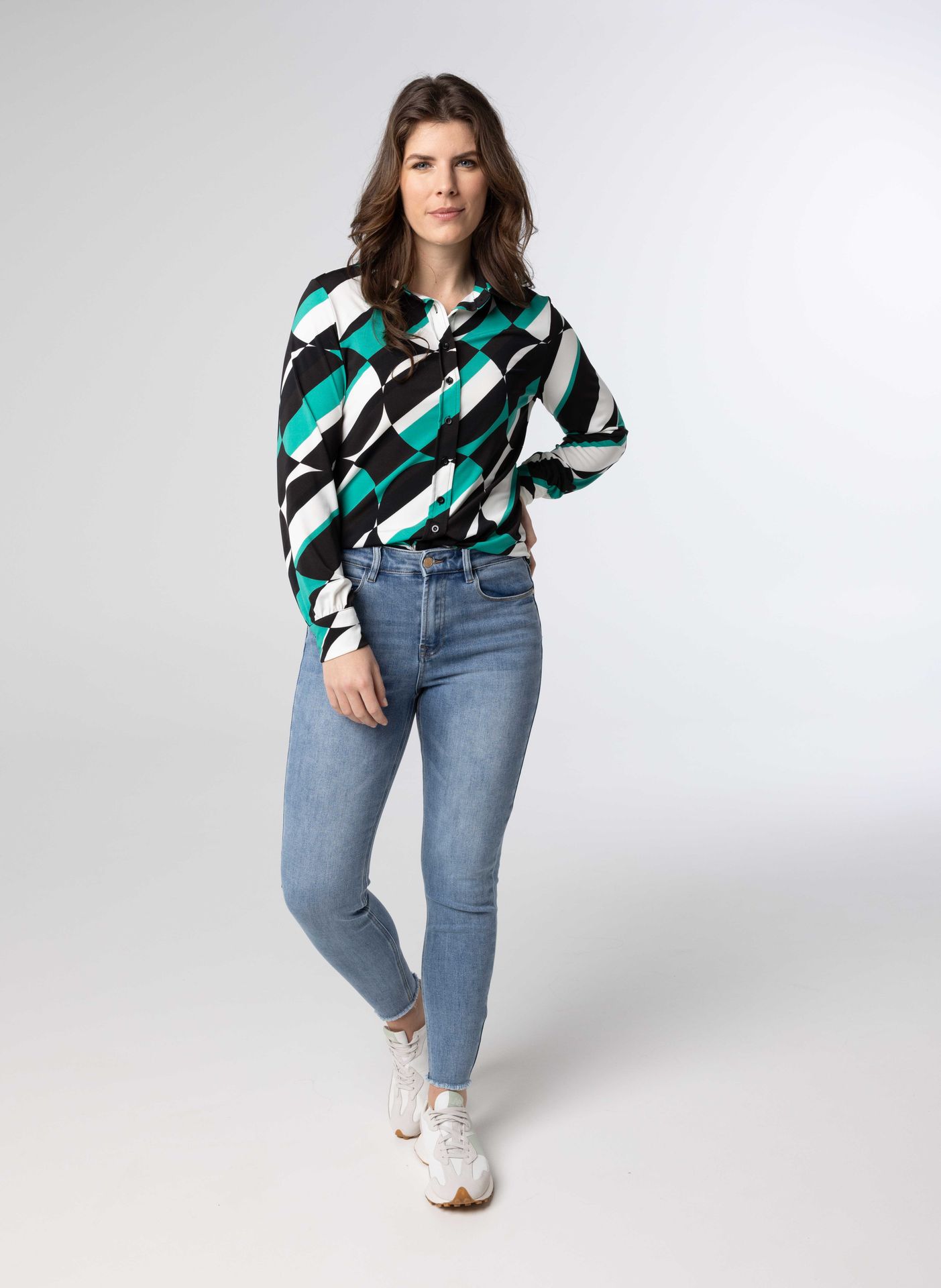 Norah Meerkleurige blouse met print jade multicolor 213726-573