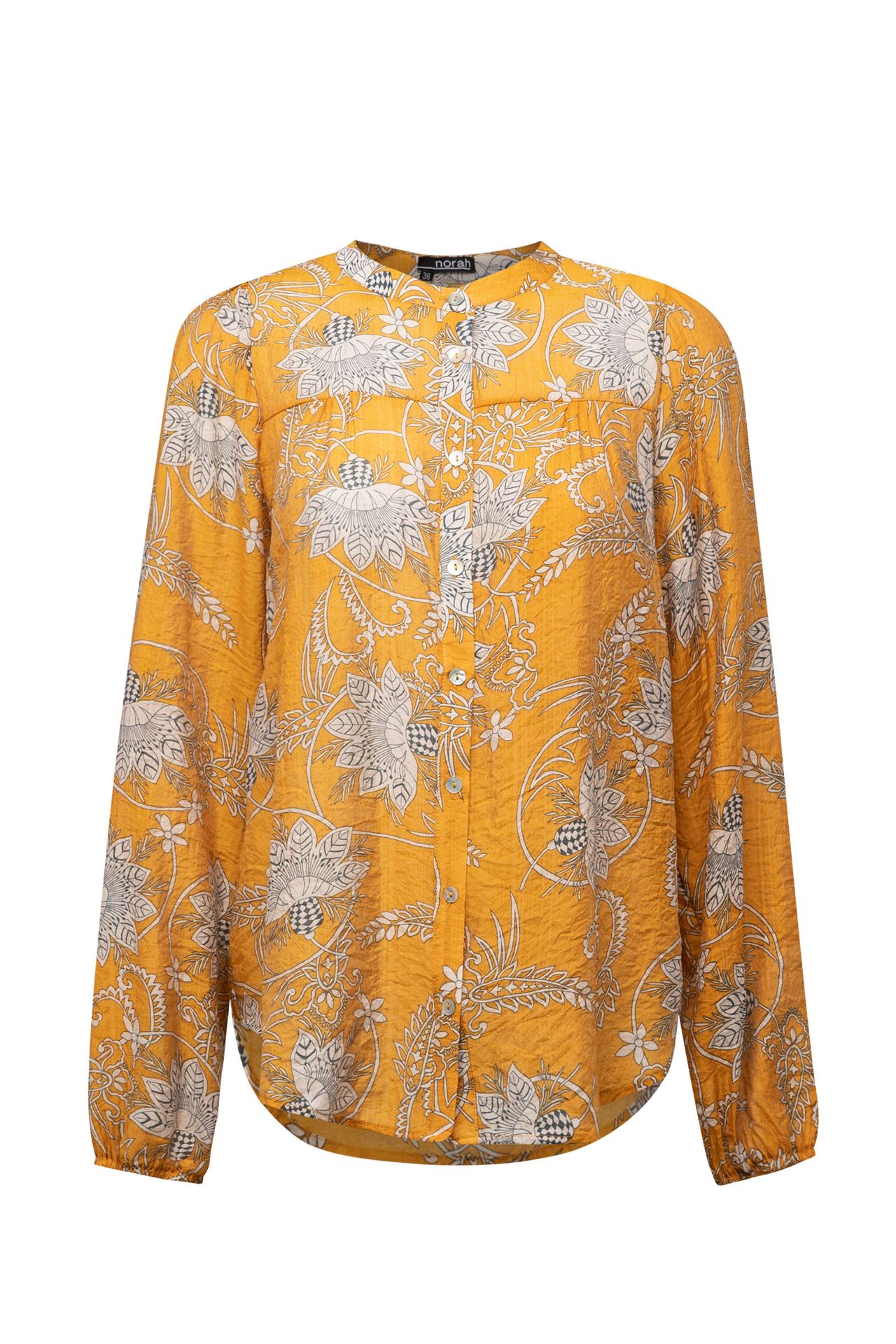 Norah Gele blouse met pofmouwen yellow multicolor 213910-320