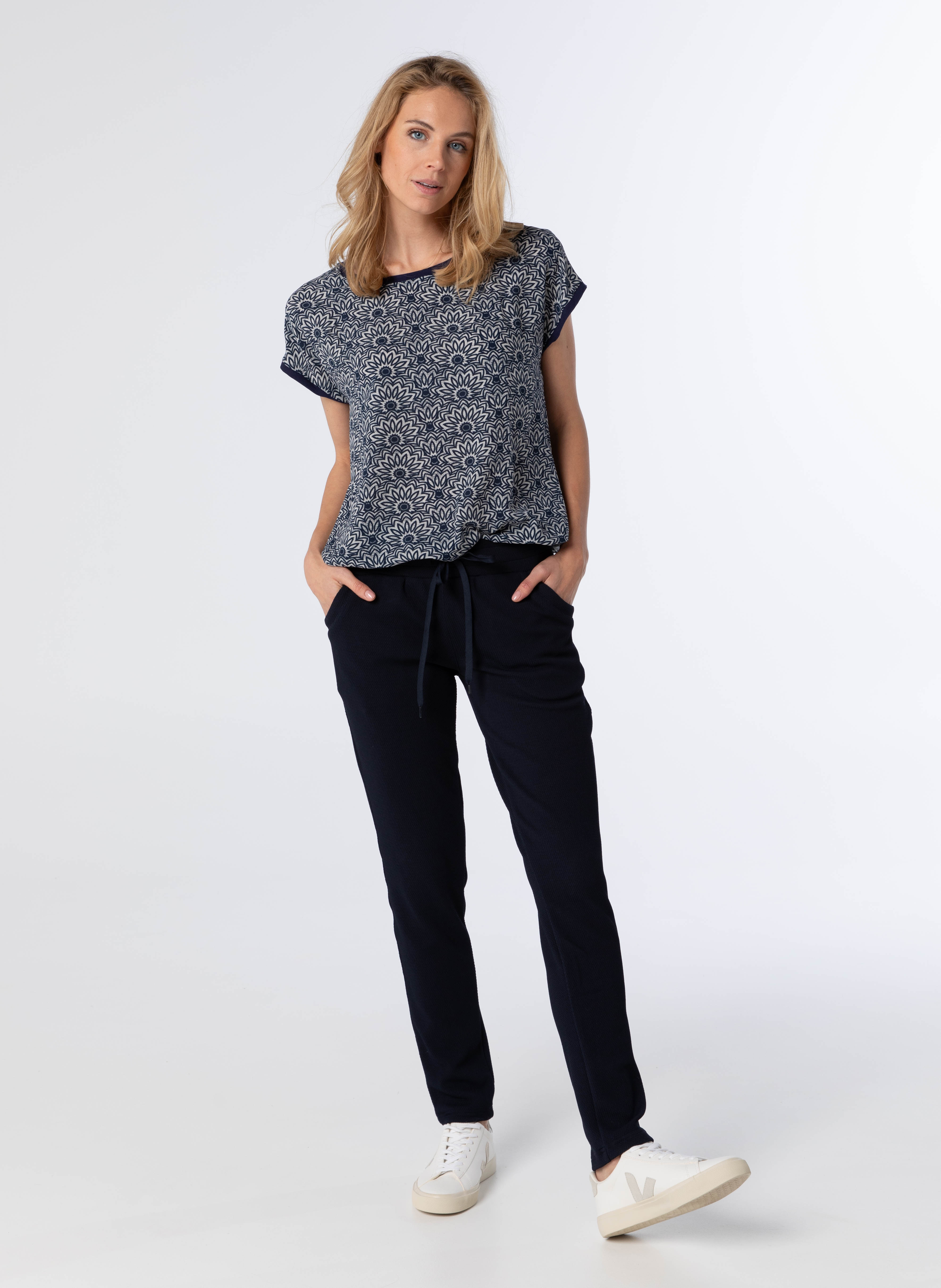 Blauw shirt met elastische tailleband