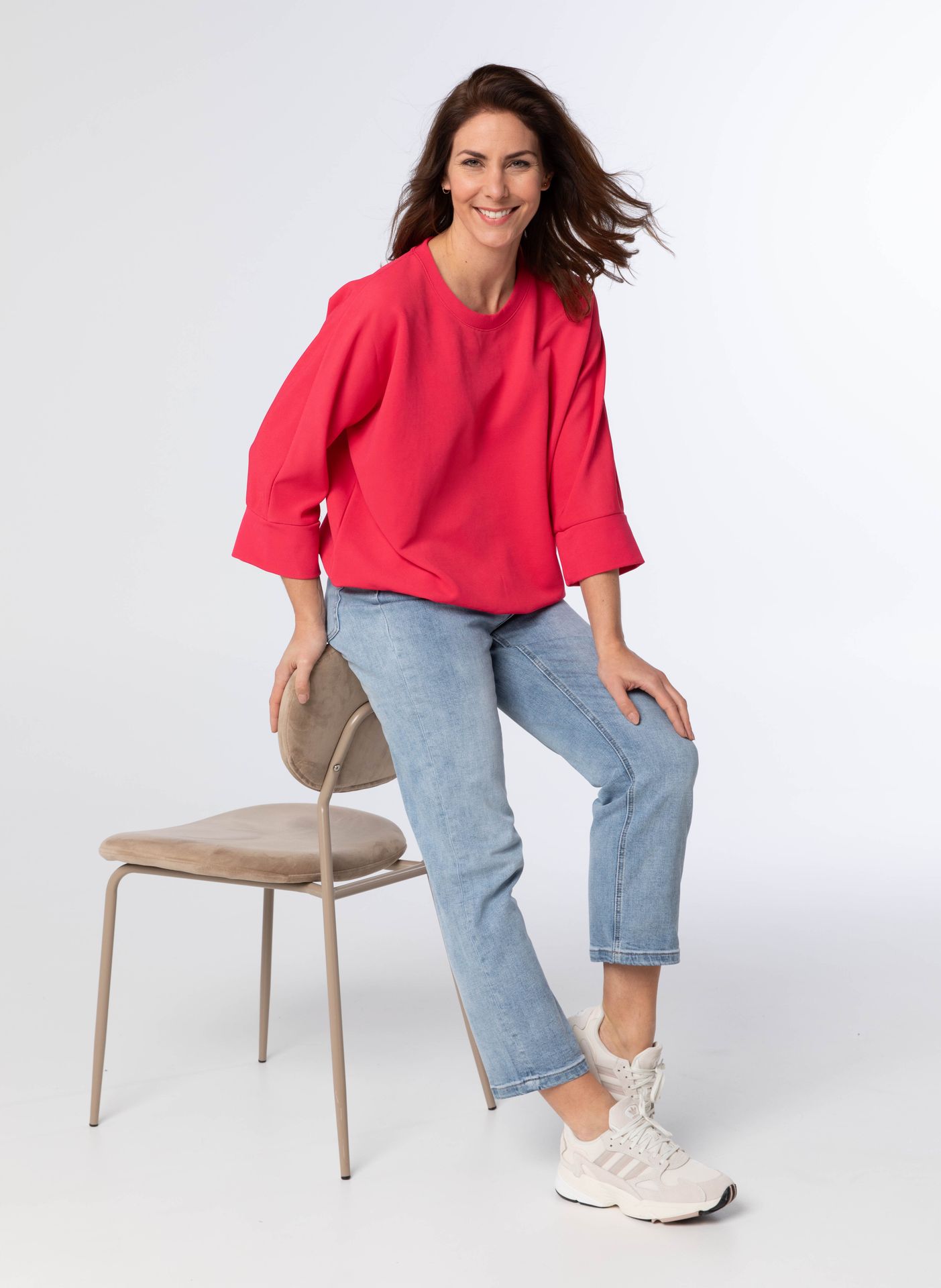 Norah Roze trui met driekwart mouwen fuchsia 213938-953