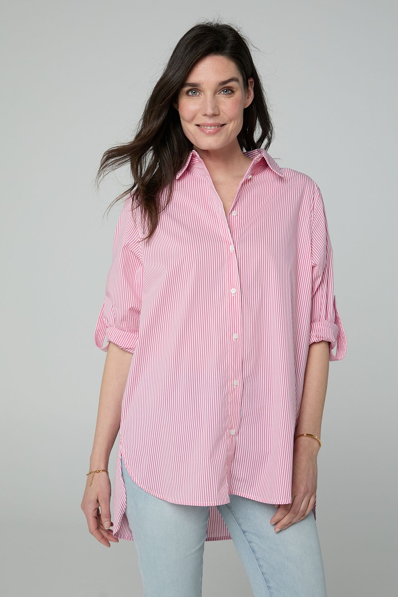  Lange roze blouse pink/white 213939-931-46