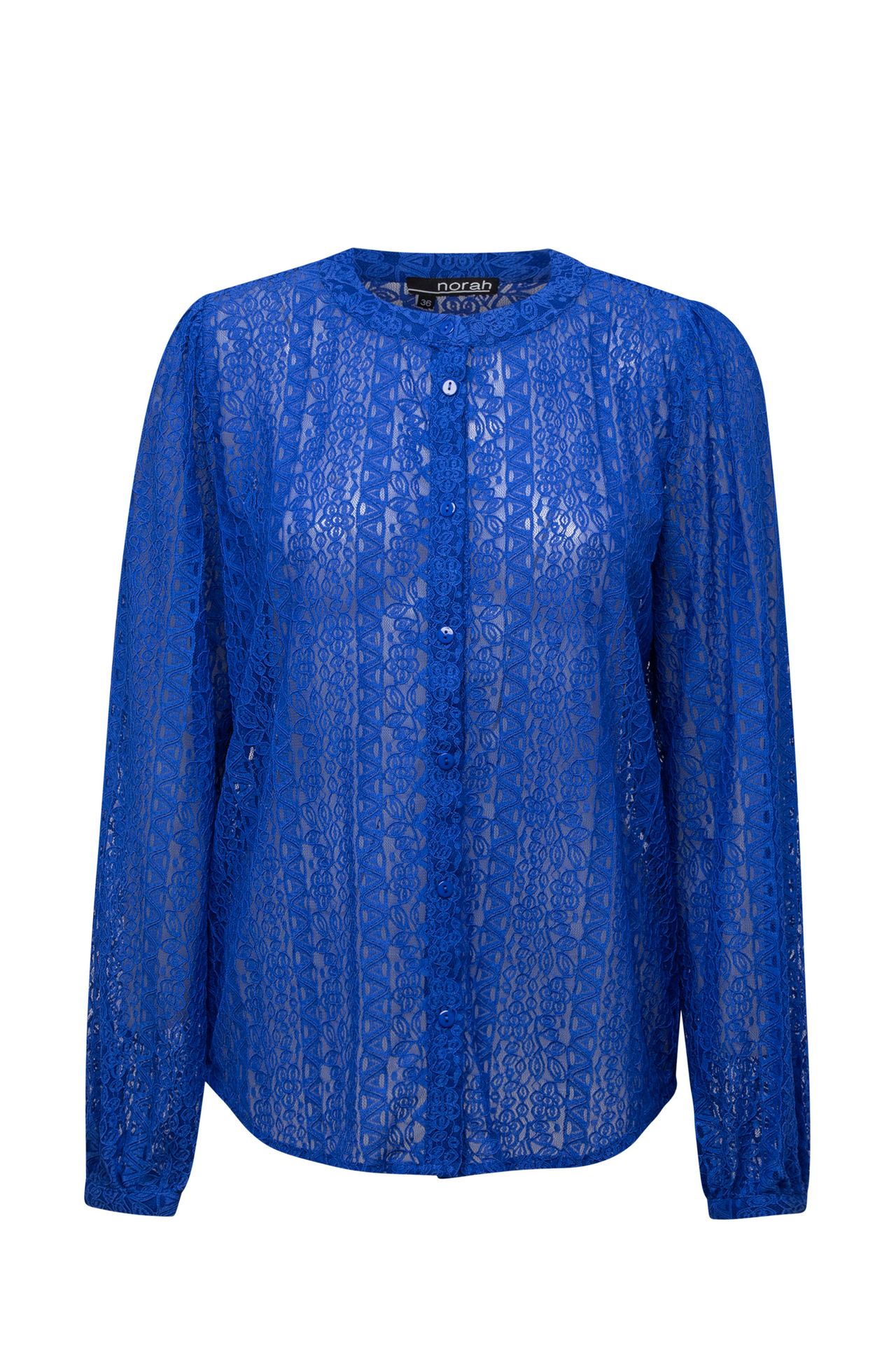 Norah Blauwe blouse van kant cobalt 213961-468