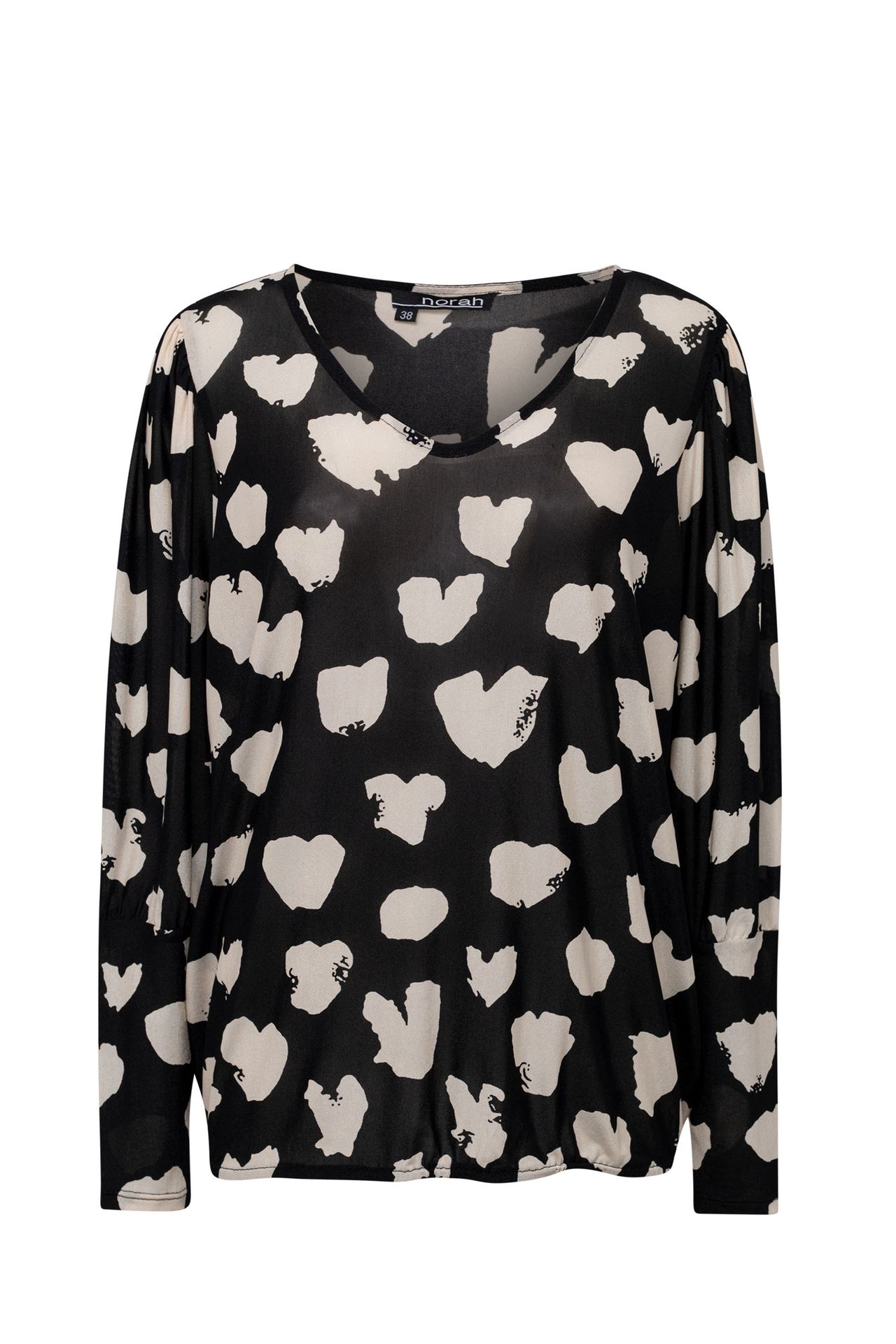 Norah Zwarte blouse met print black/ecru 214077-041