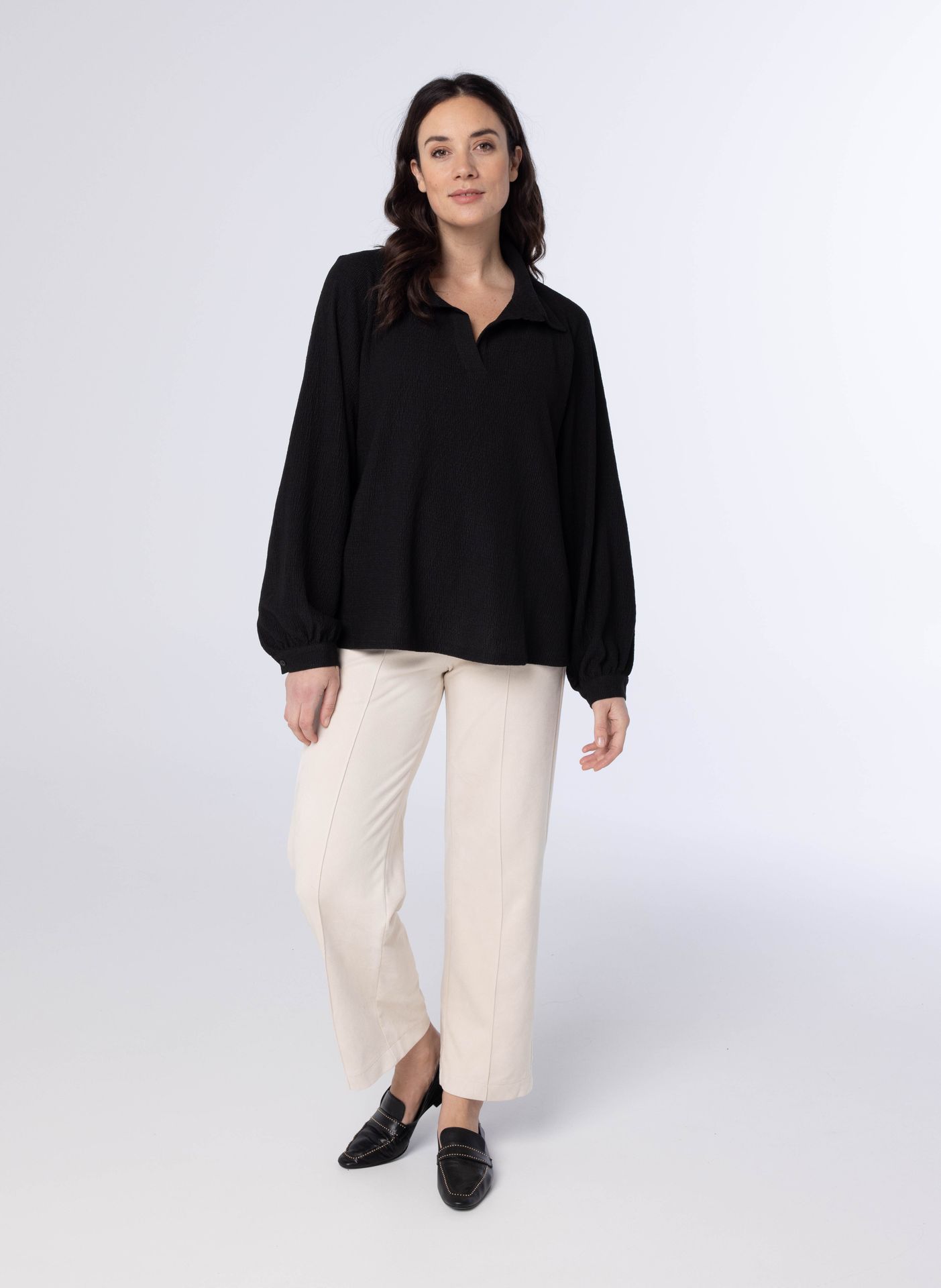 Norah Zwarte blouse met pofmouwen black 214092-001