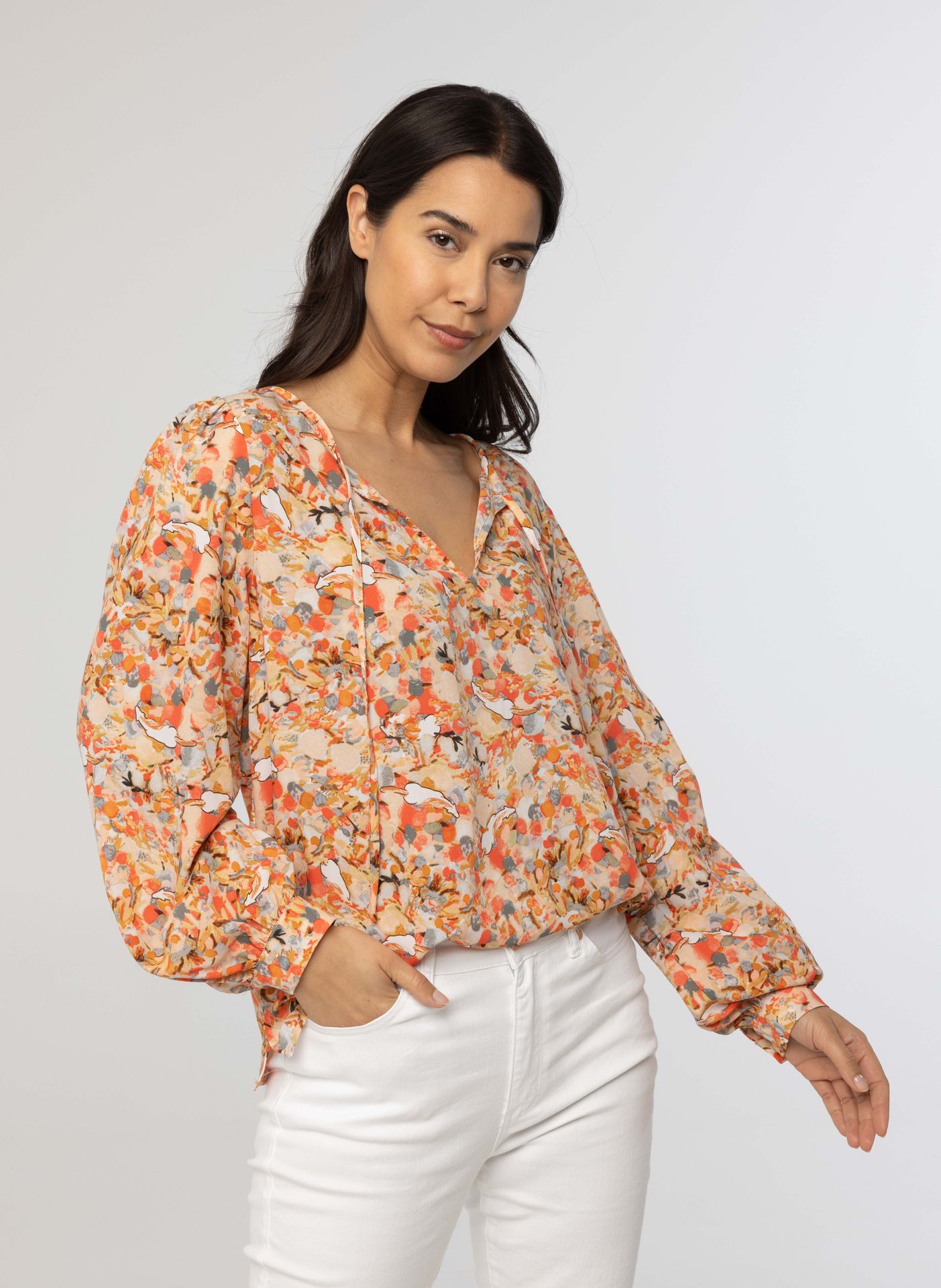  Meerkleurige blouse met koordjes multicolor 214125-002-36
