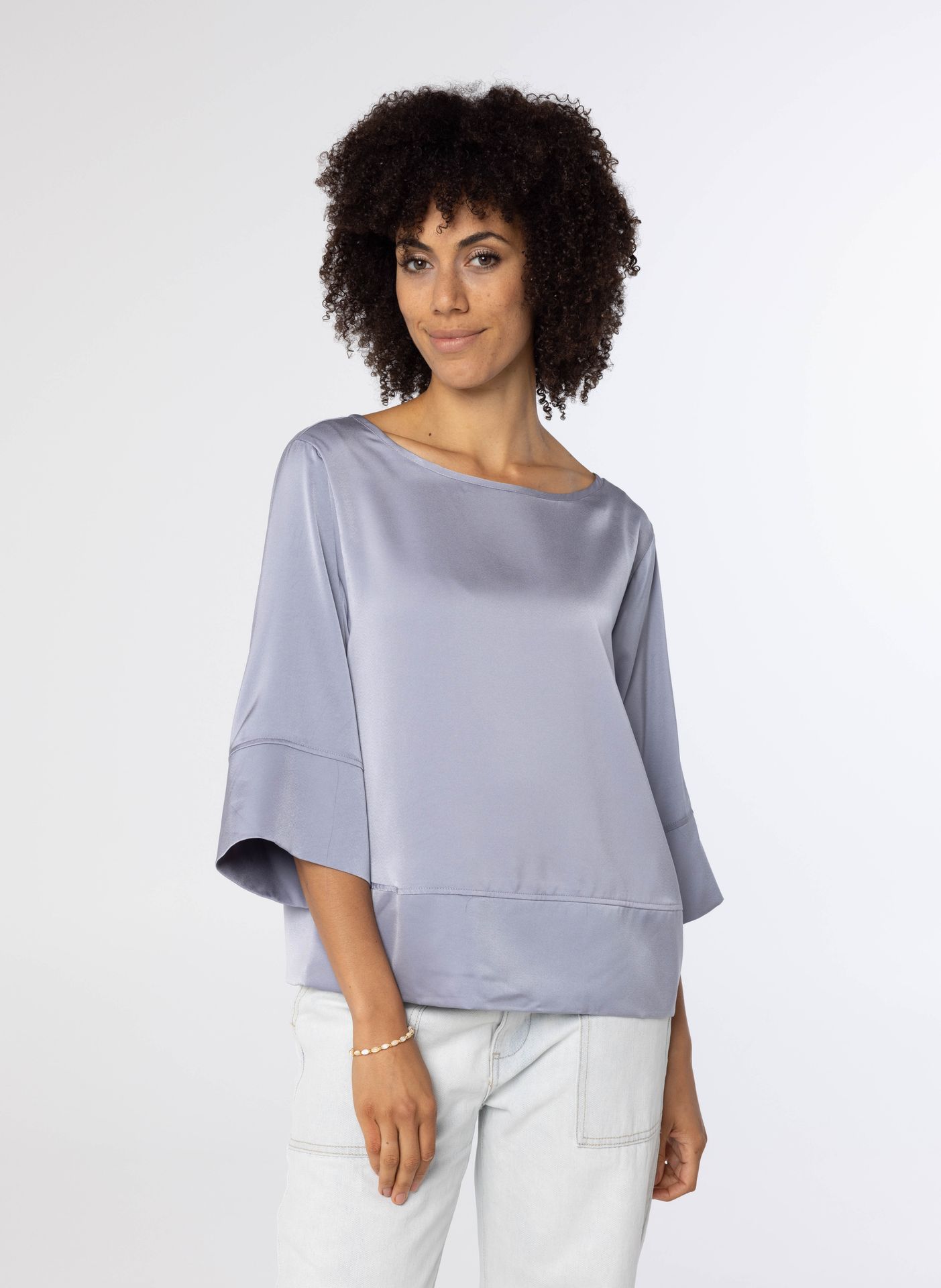 Norah Glanzende blouse grey/blue 214154-074