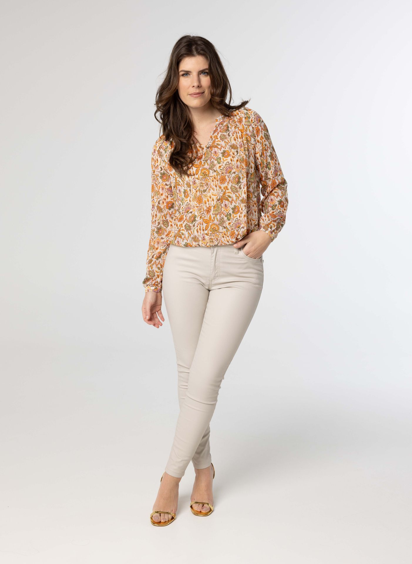 Norah Meerkleurige blouse met glitter ecru multicolor 214168-122