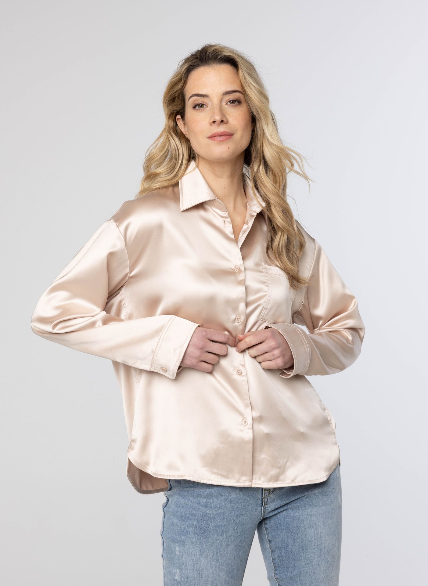  Glanzende ecru blouse ecru 214196-102-38