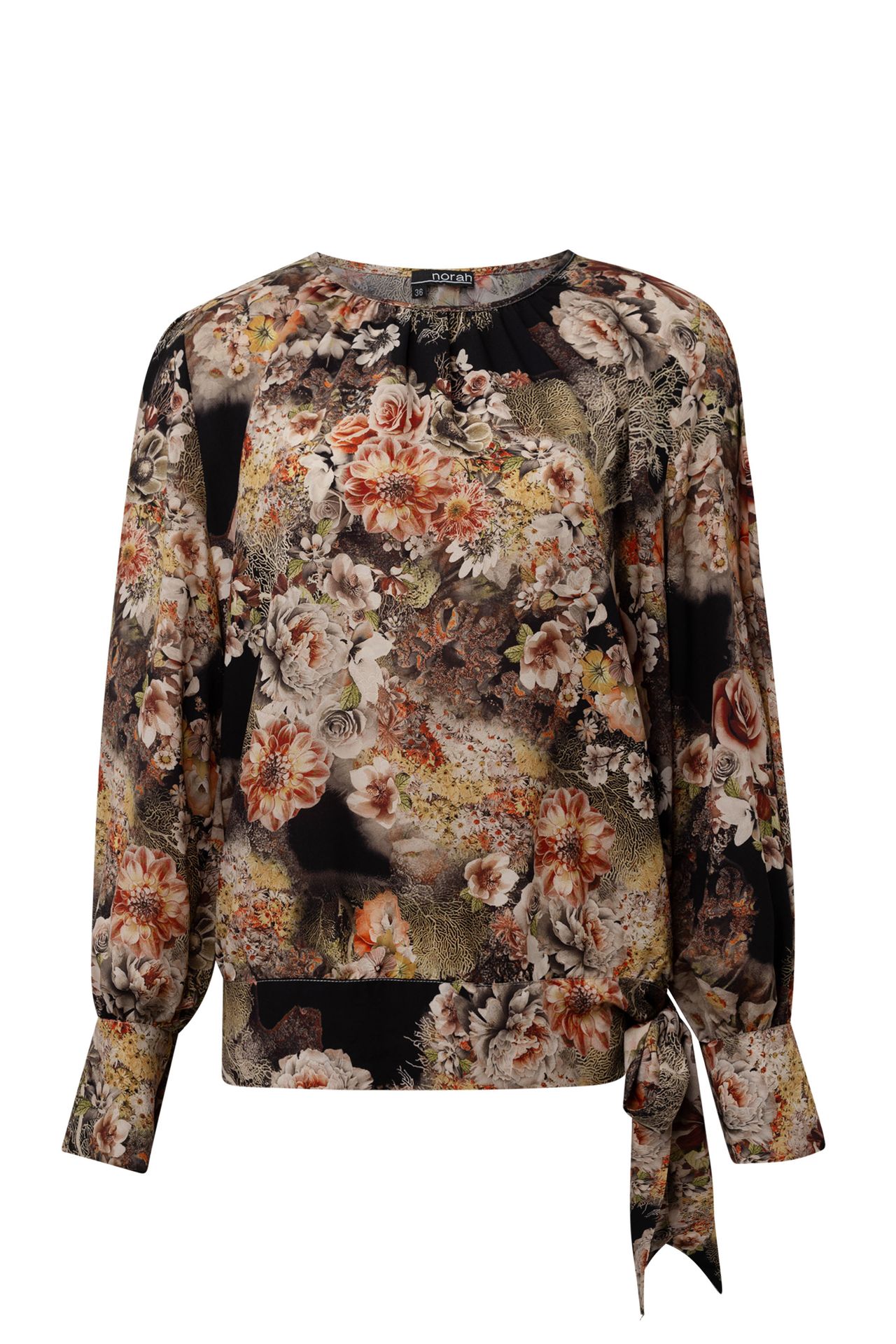 Norah Meerkleurige blouse met strik black multicolor 214227-020