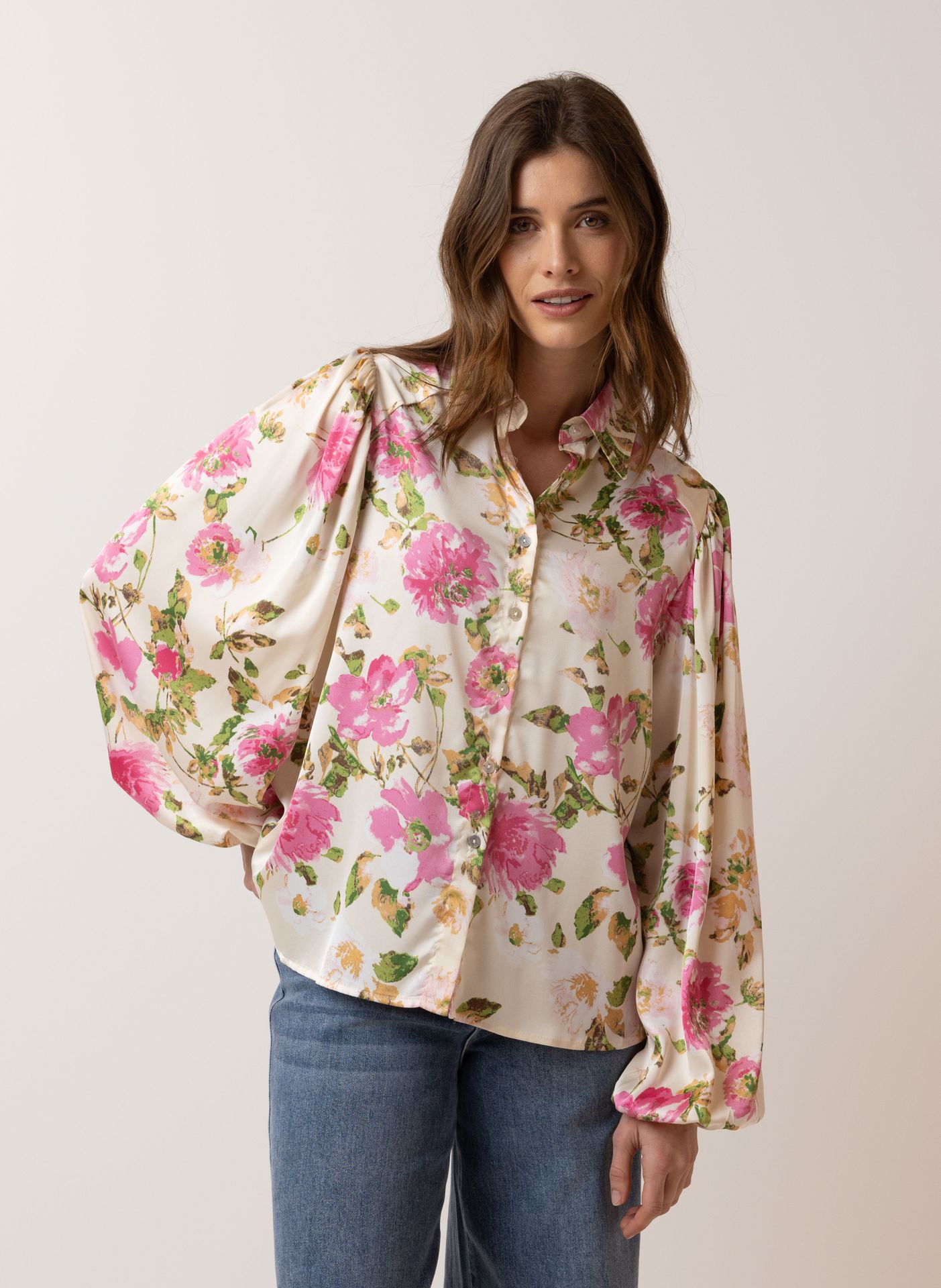 Norah Meerkleurige blouse met bloemen pink multicolor 214285-920