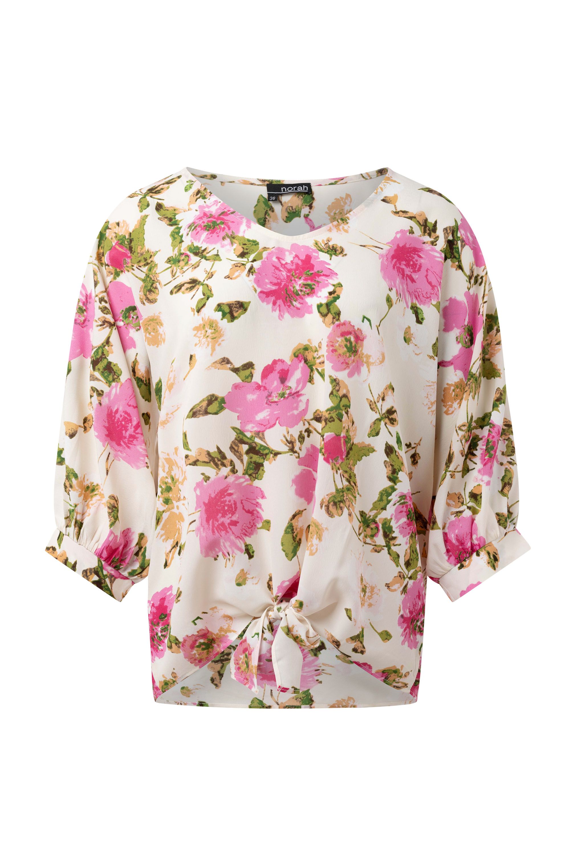 Norah Witte blouse met roze bloemen pink multicolor 214286-920