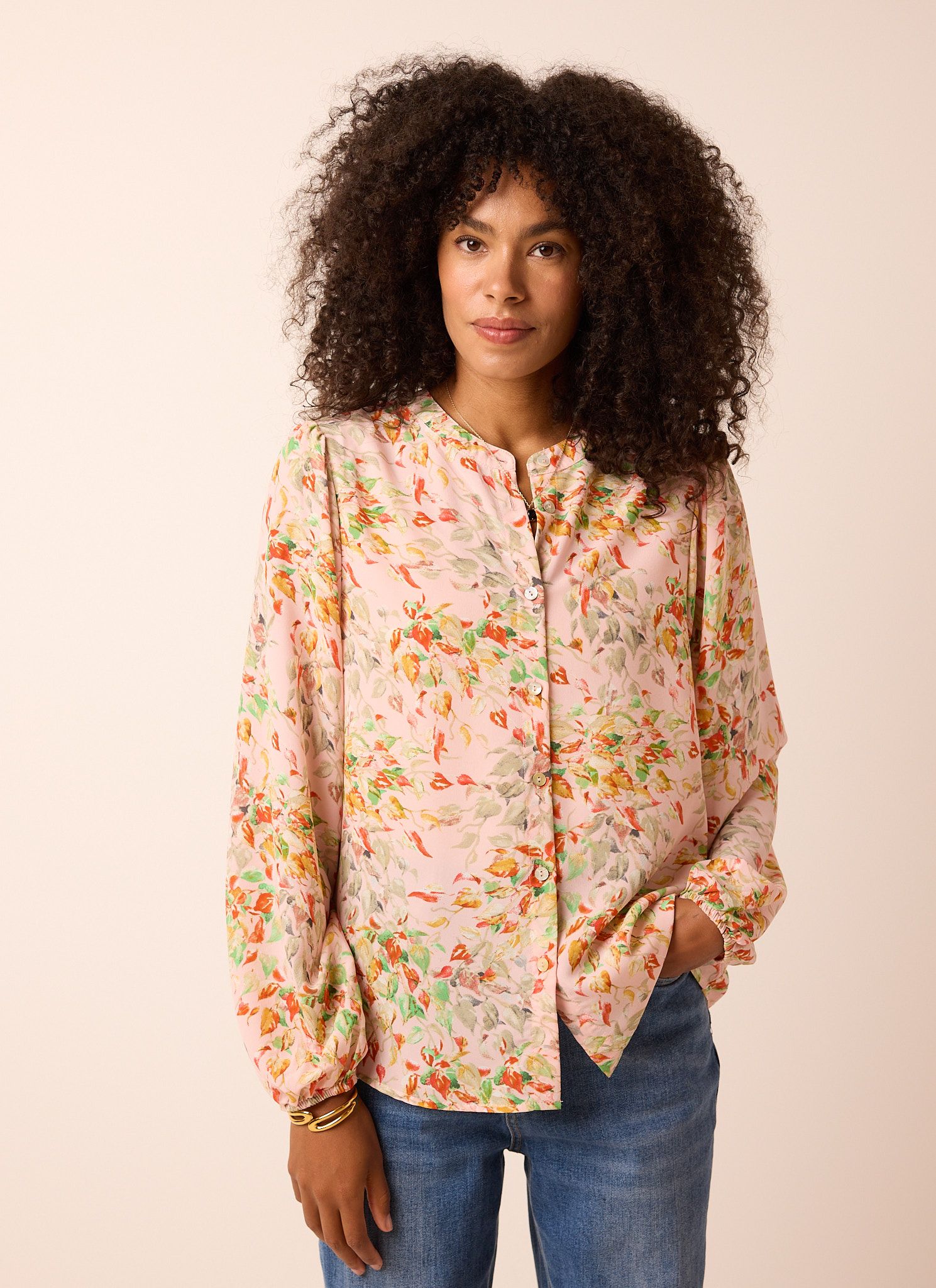 Norah Lichtroze blouse met grafische print pink multicolor 214292-920