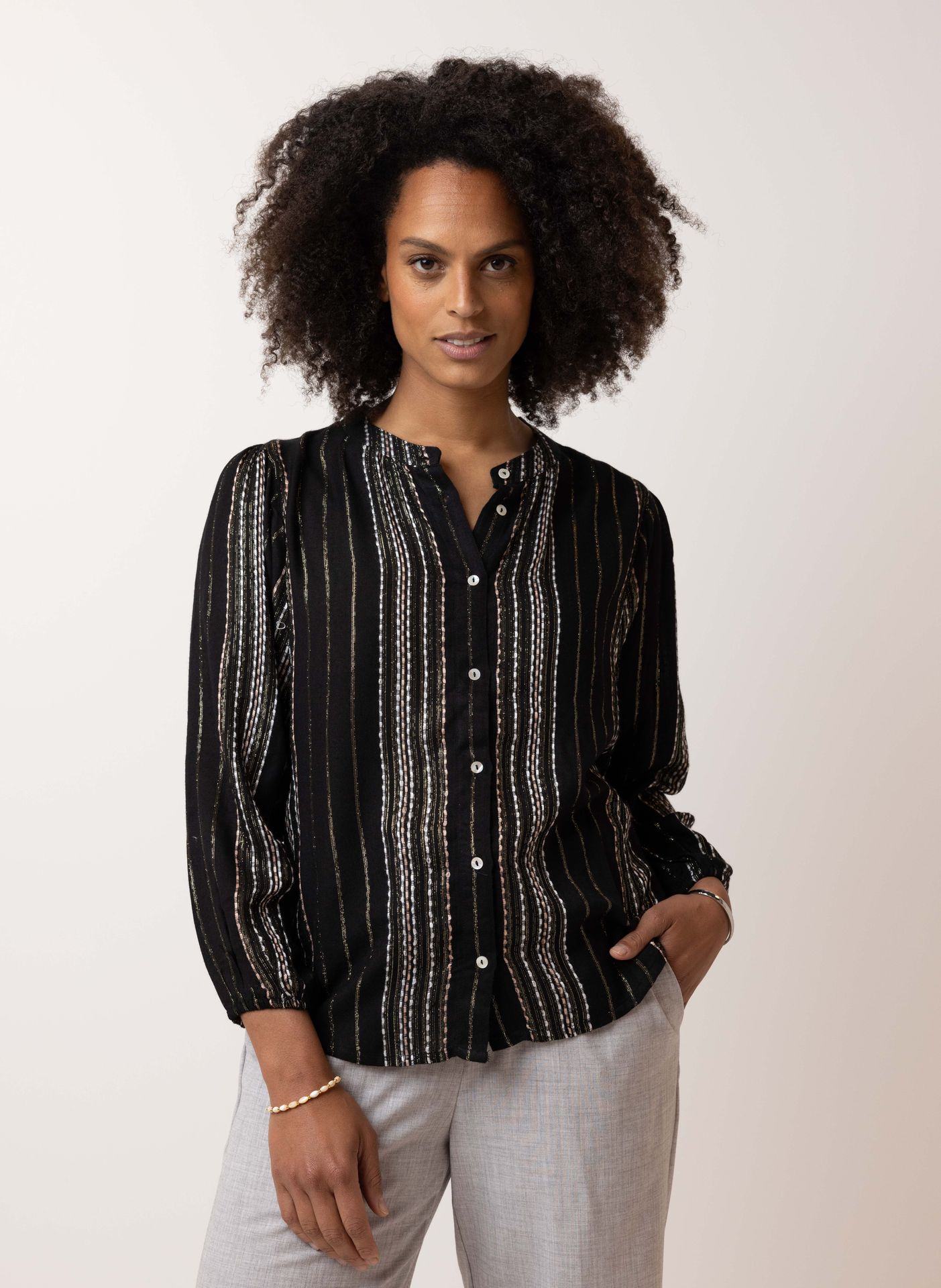 Norah Zwarte blouse black multicolor 214307-020
