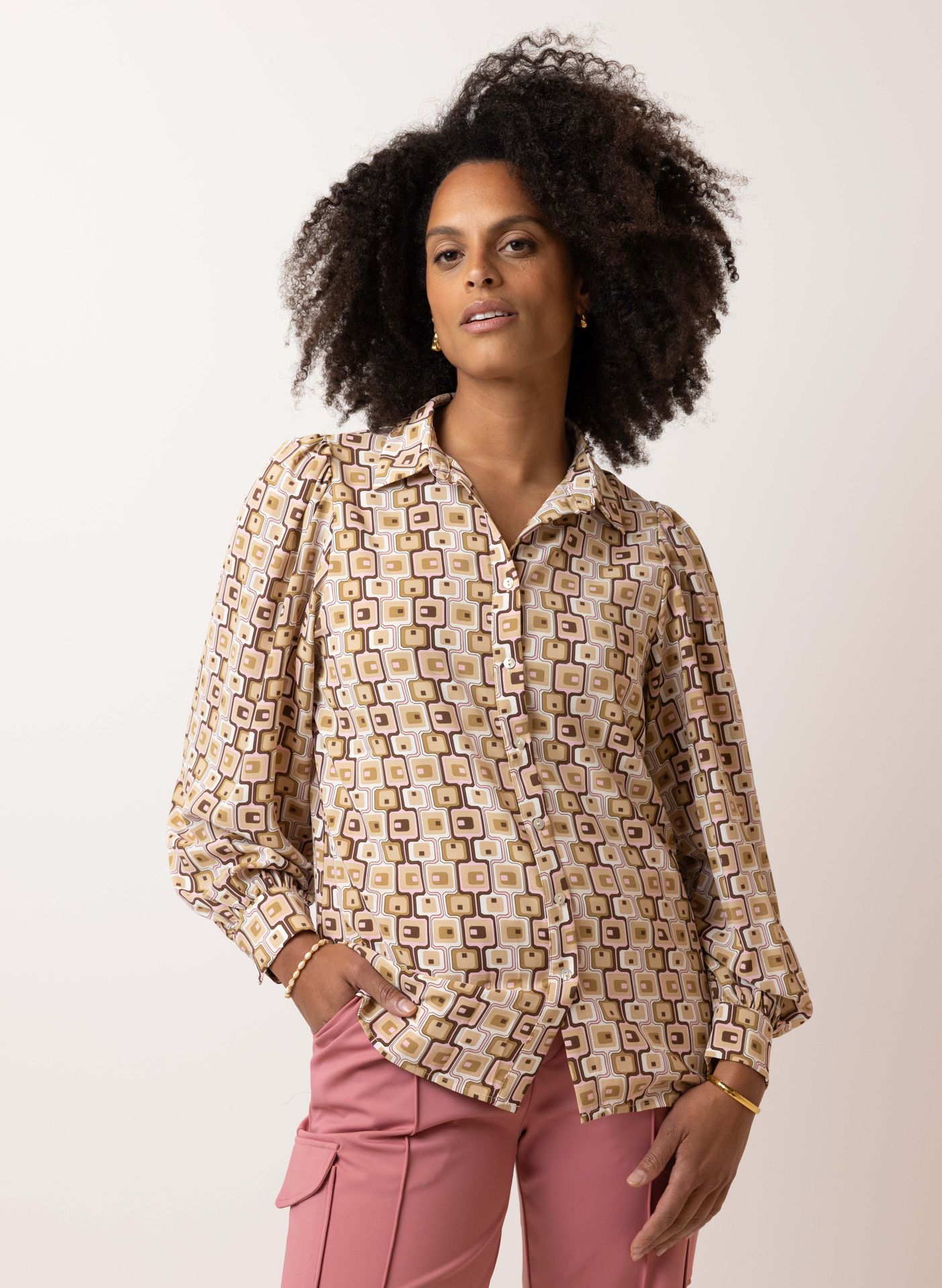 Norah Bruine blouse ecru multicolor 214324-122
