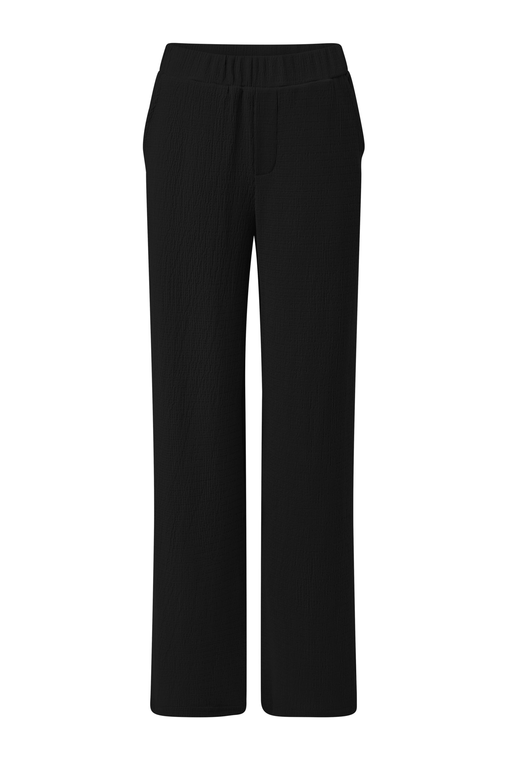 Norah Zwarte wijde broek met structuur black 214327-001