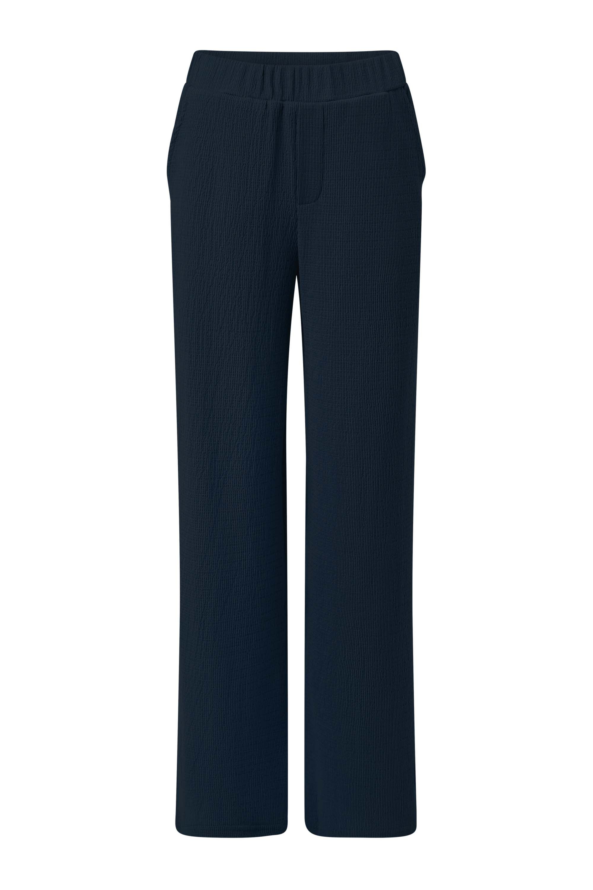 Norah Donkerblauwe rechte broek met structuur navy 214327-492