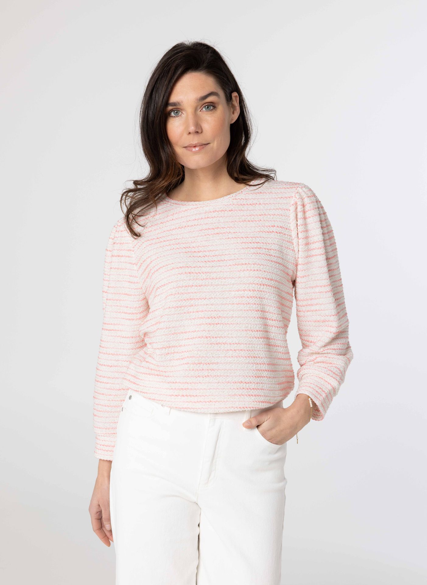 Norah Witte trui met strepen white/pink 214344-140