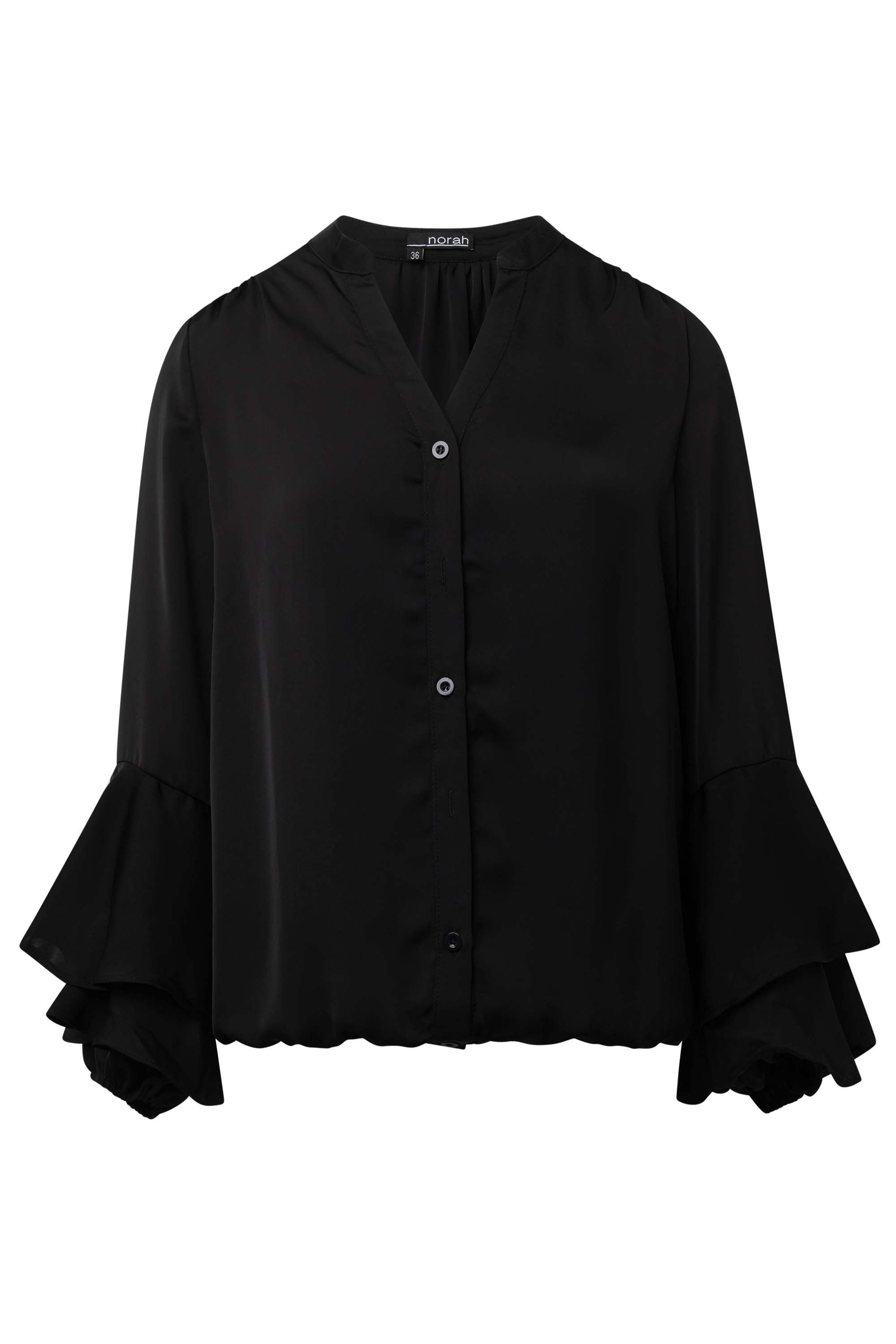 Norah Zwarte blouse met ruches black 214358-001