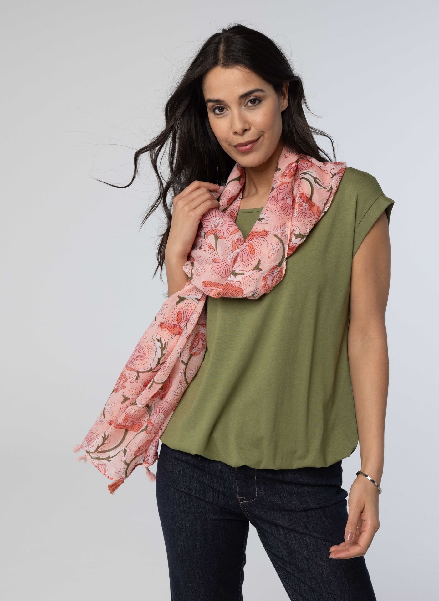Norah Roze sjaal botanisch pink multicolor 214406-920