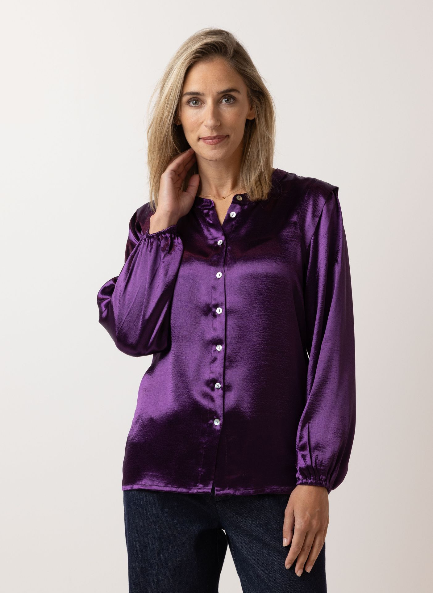 Norah Glanzende paarse blouse purple 214417-800