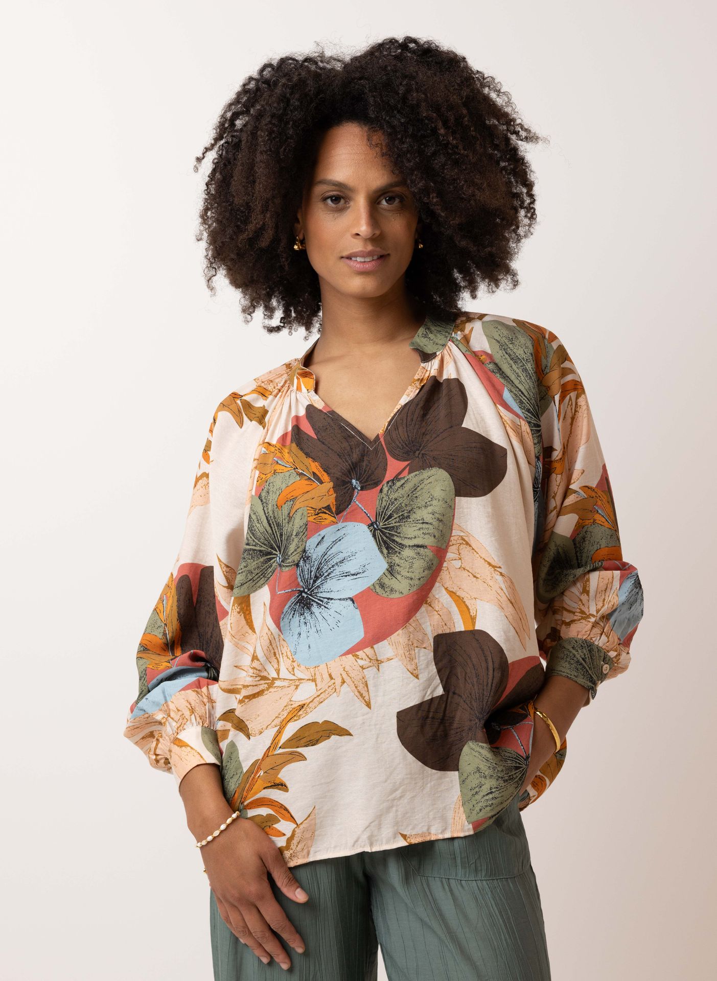 Norah Meerkleurige blouse sand multicolor 214431-121